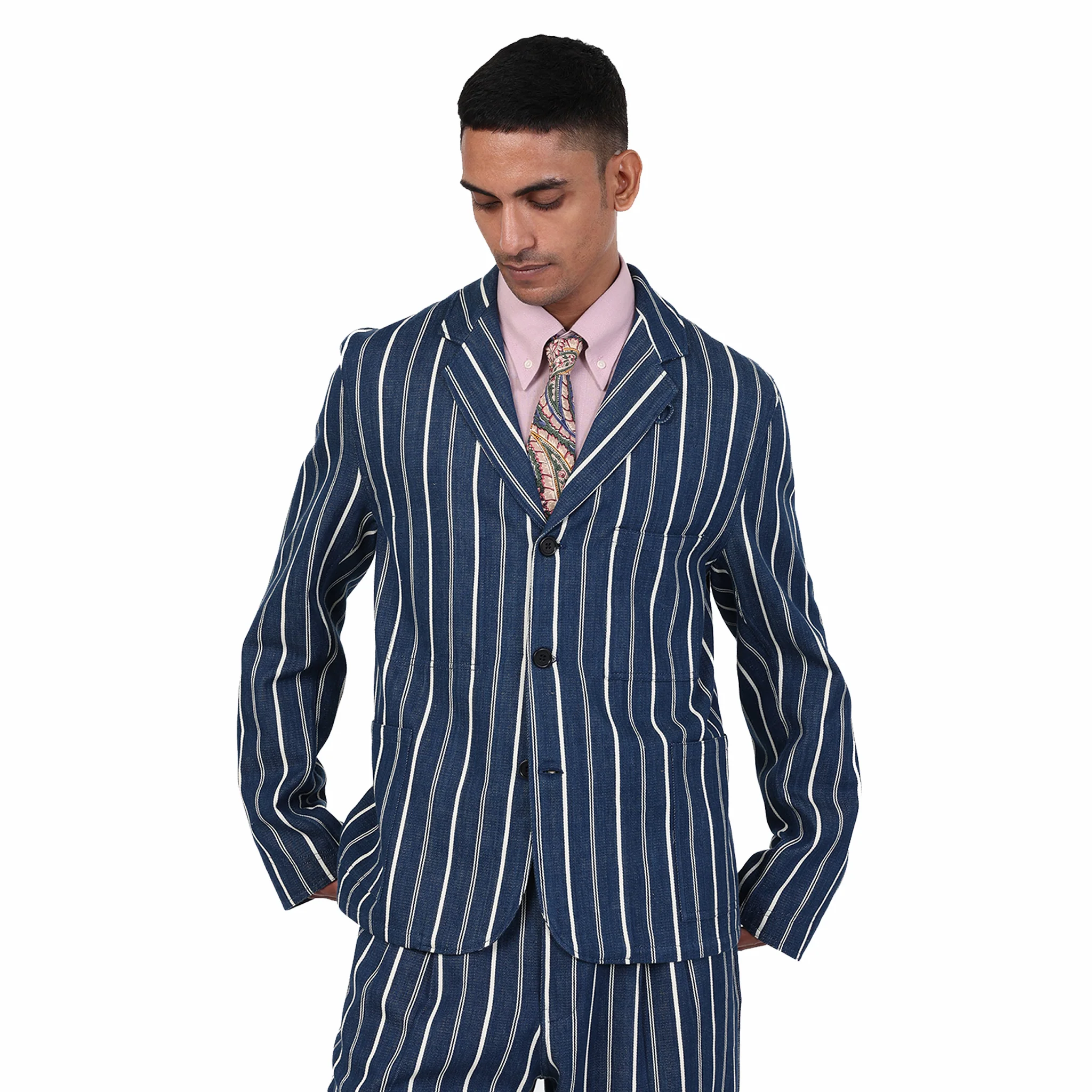 Kardo Somesh Handloom Denim Jacket (Indigo) - Image 2