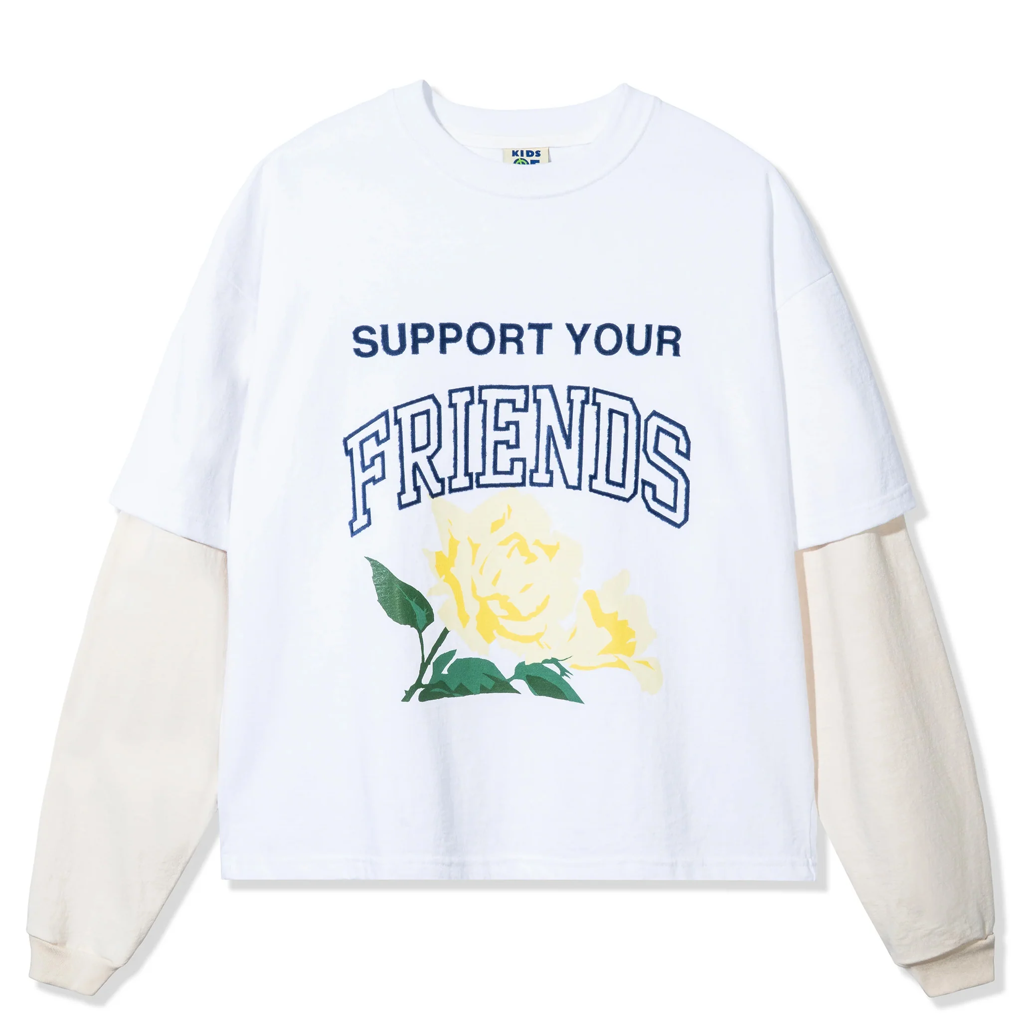 Kids of Immigrants Support Your Friends Double Layer L/S Tee (White/Off White)