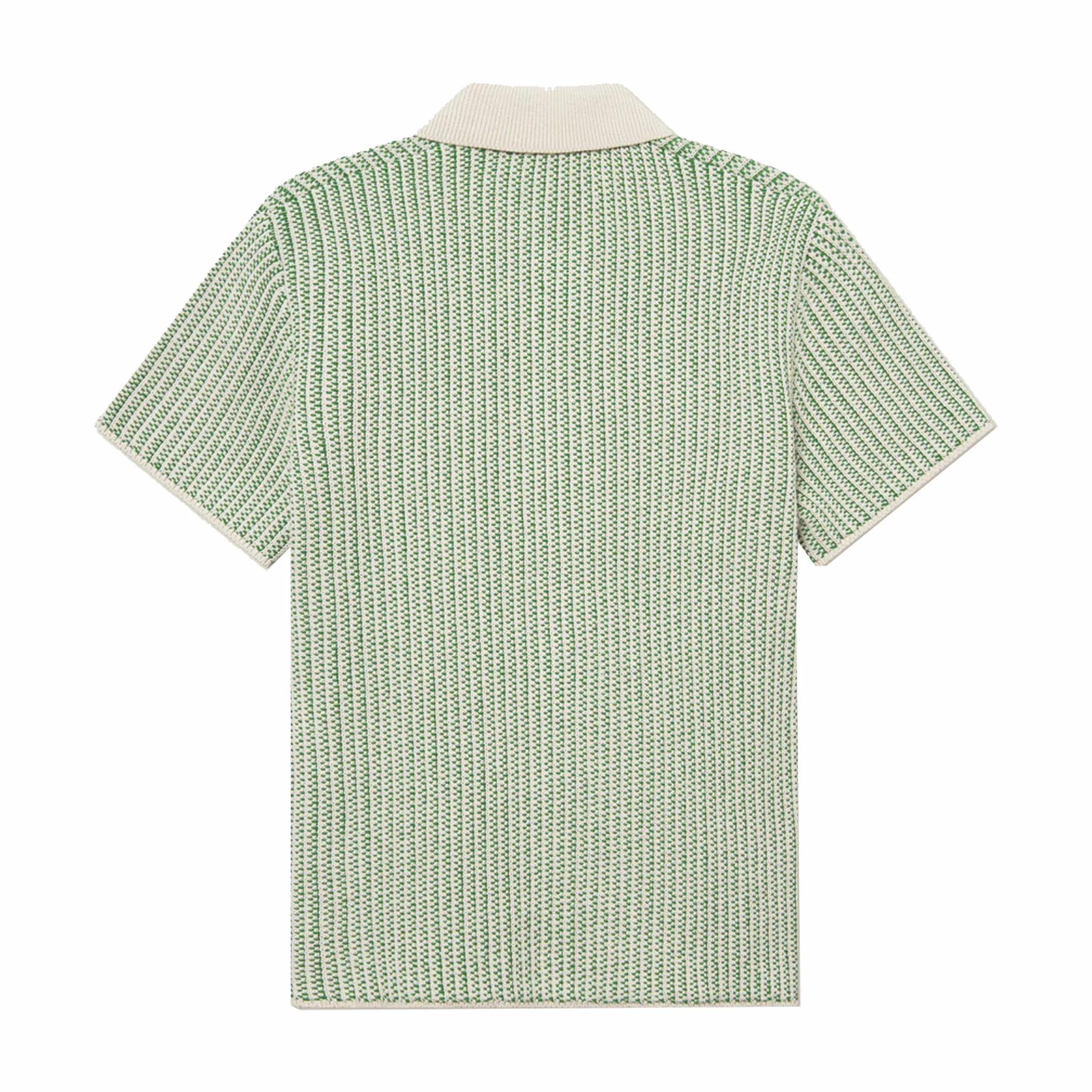 Les Deux Easton Knitted Short Sleeve Shirt (Ivory/Vintage Green) - Image 2
