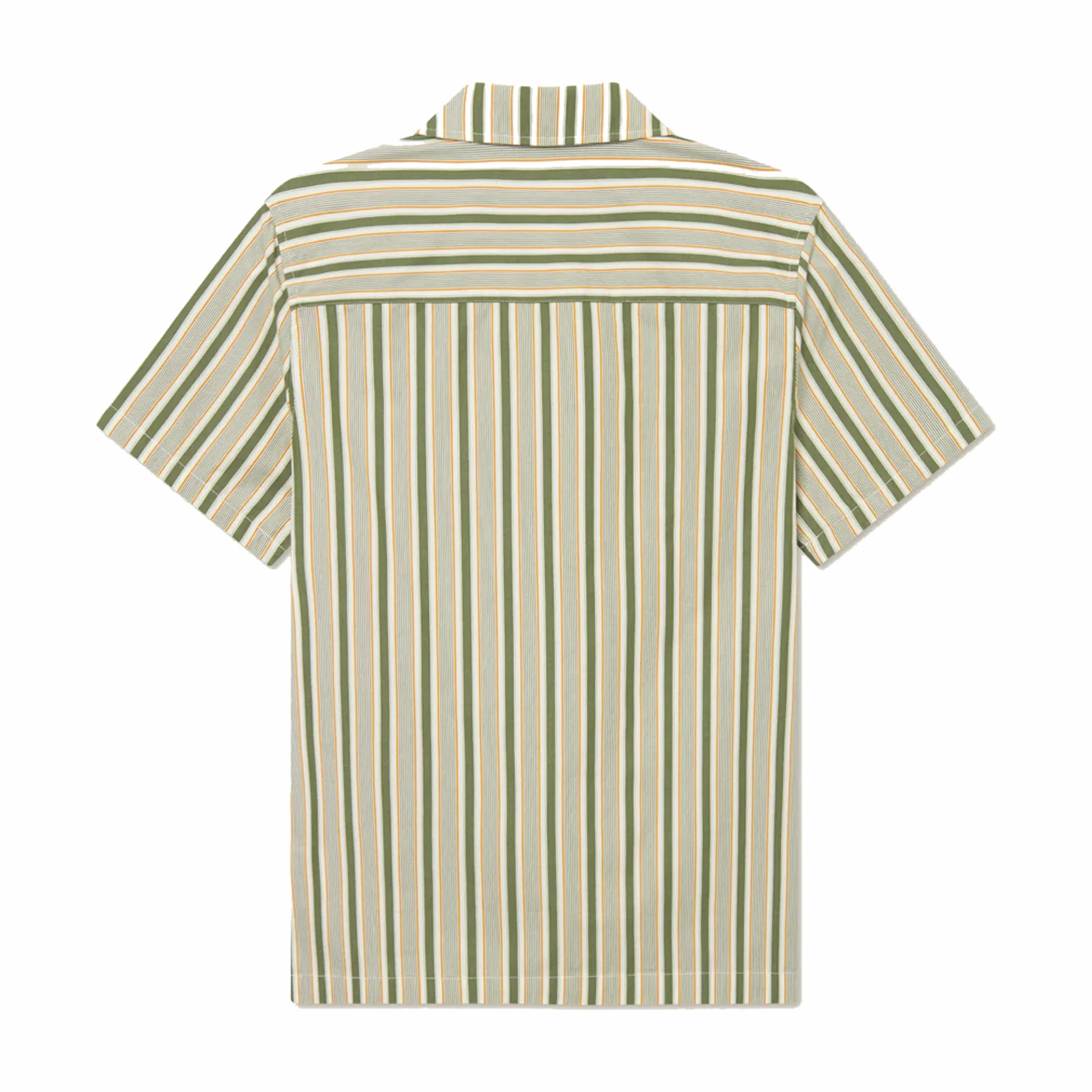 Les Deux Klark Stripe Poplin Short Sleeve Shirt (Chive Green/Thai Curry) - Image 2