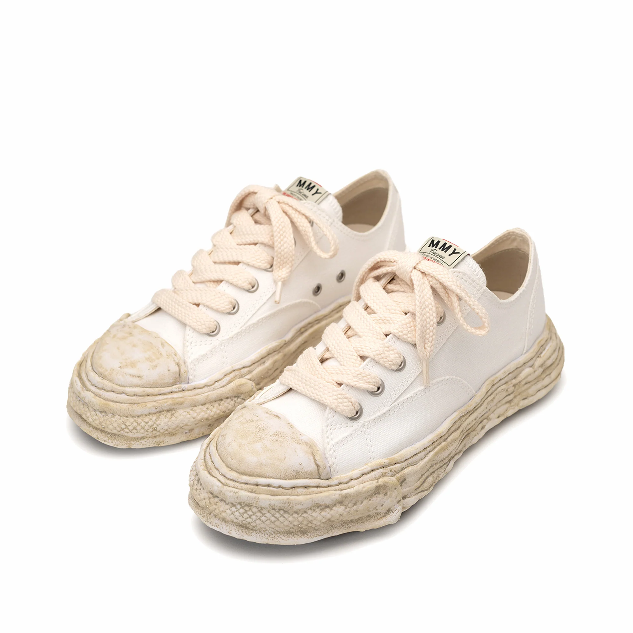 Maison MIHARA YASUHIRO "PETERSON23" OG Dyed Sole Canvas Low-Top Sneaker (White) - Image 2