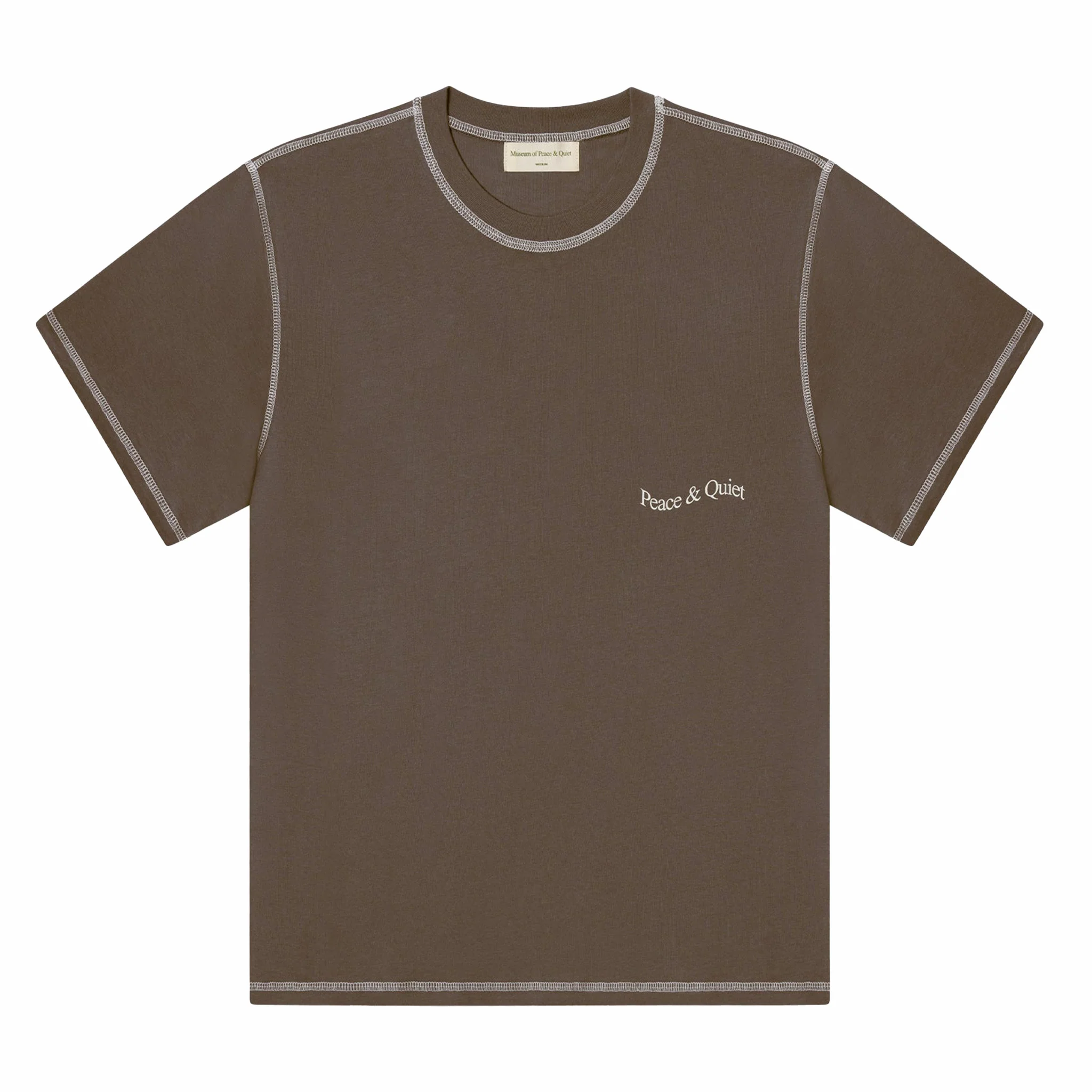 Museum Of Peace & Quiet Wordmark Reversed Stitch T-Shirt (Brown)