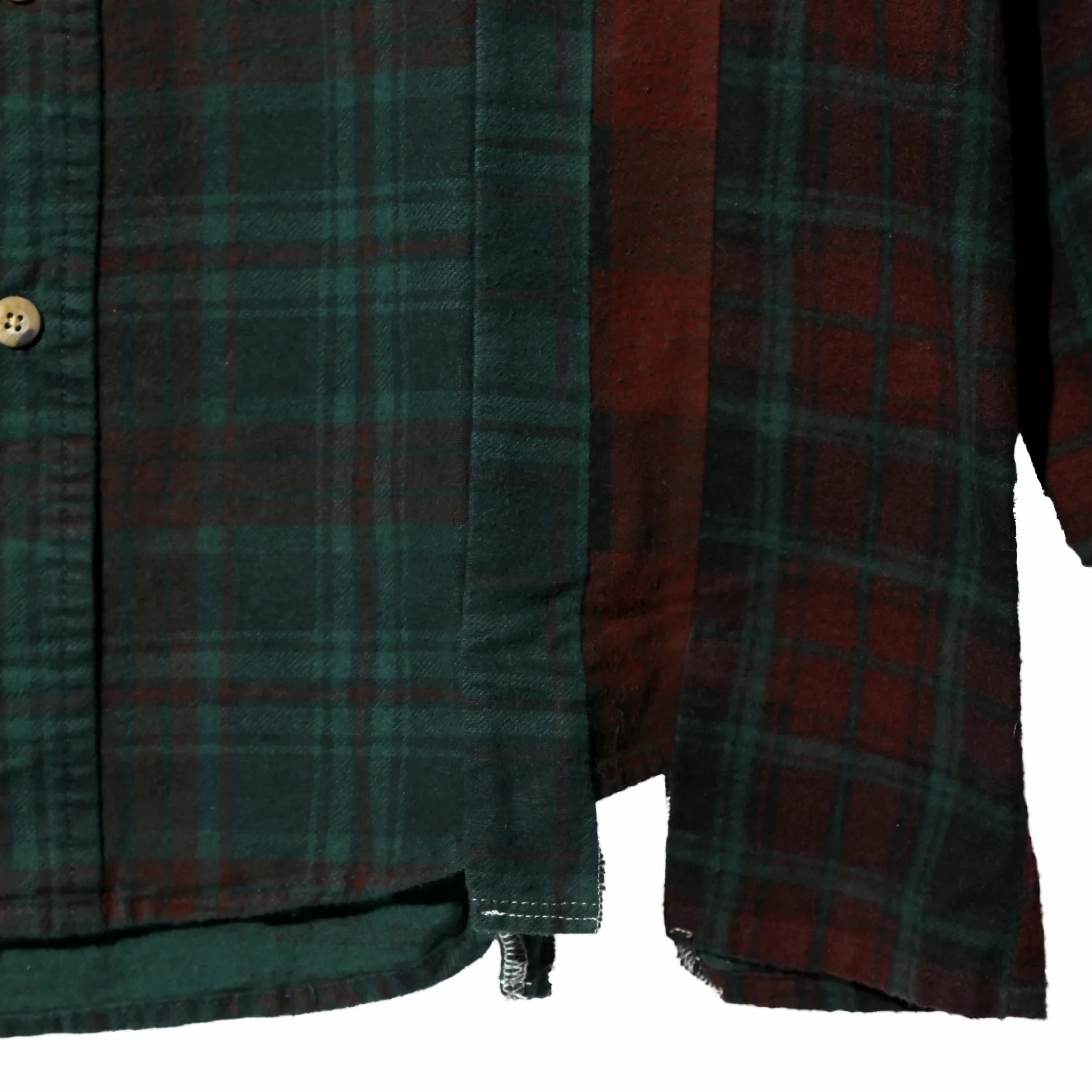 Needles Flannel Shirt - 7 Cuts Shirt - Over Dye (Dark Green) - Image 4