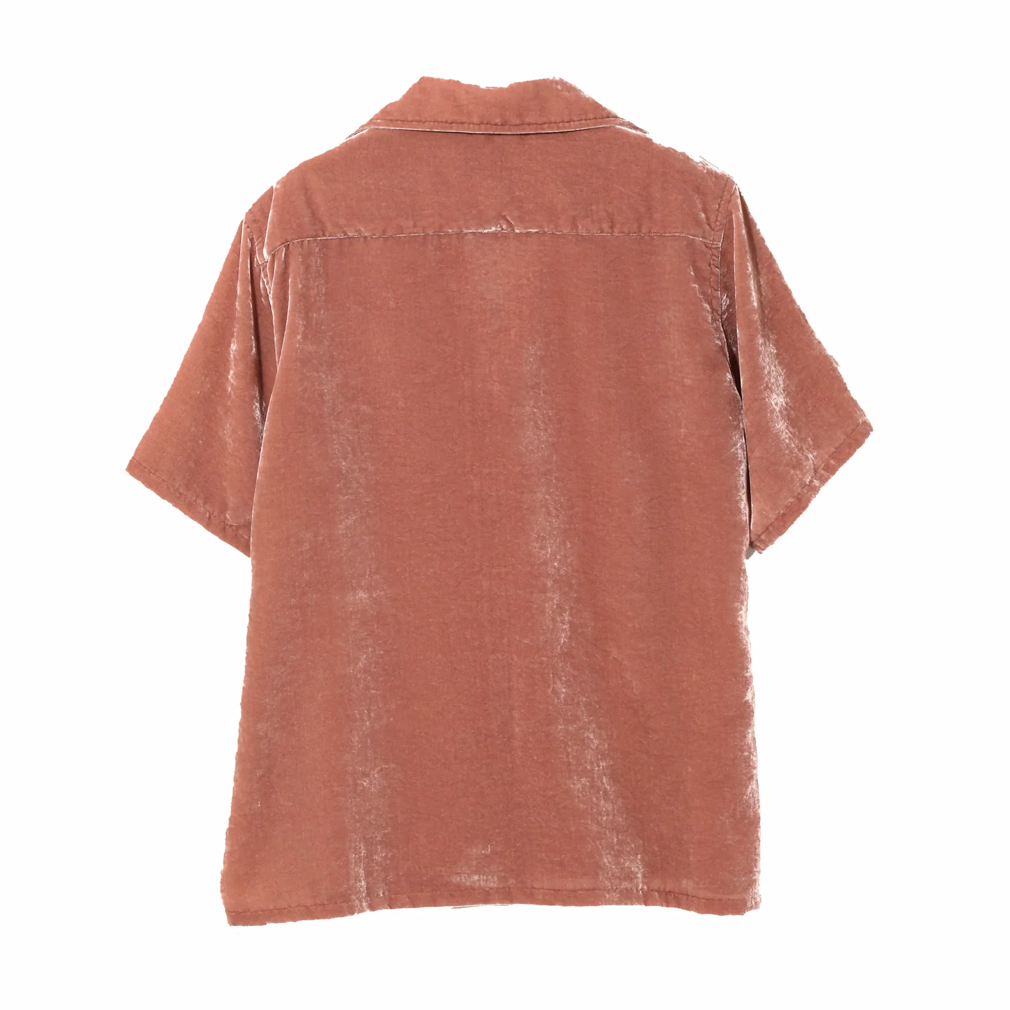 Needles Italian Collar S/S Shirt - PE/R Velvet (Pink) - Image 2