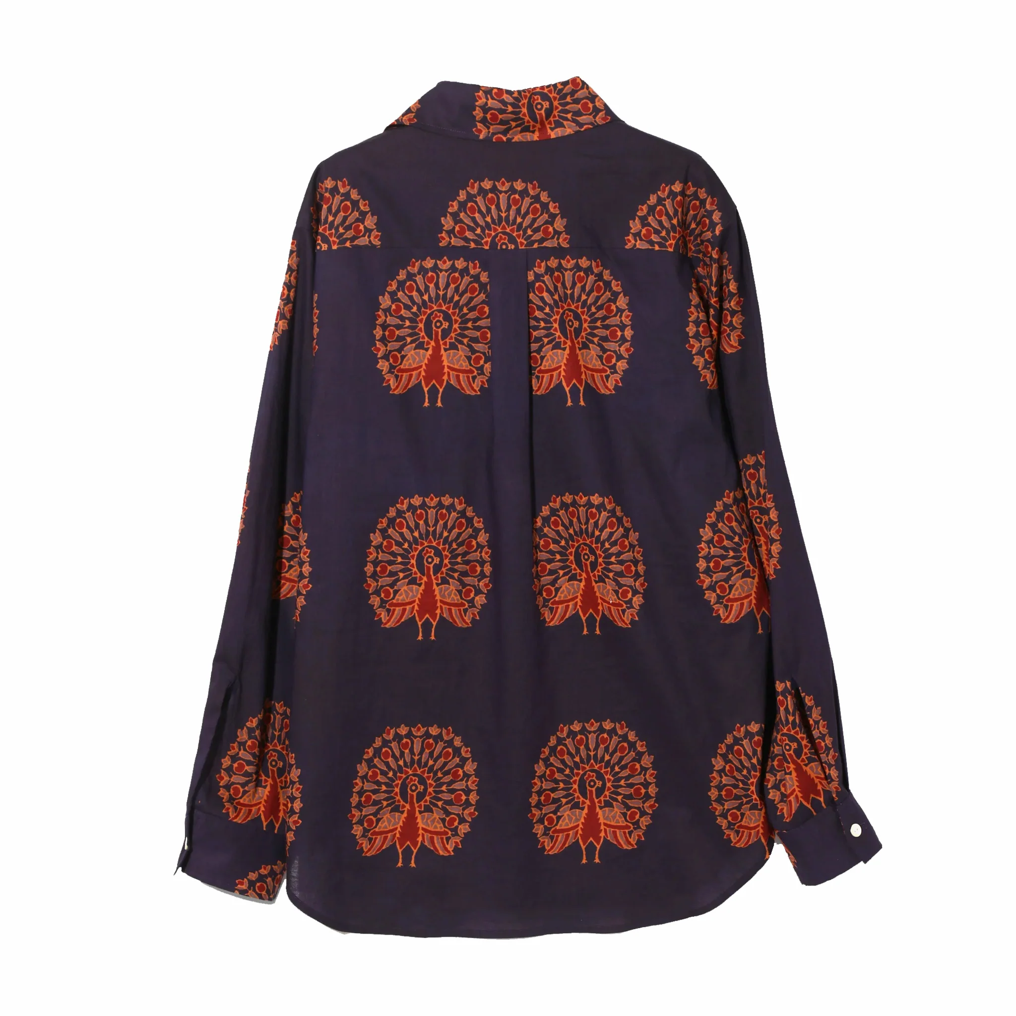 Needles Italian Collar Shirt - Printed Cotton Lawn (Peacock) - Image 2