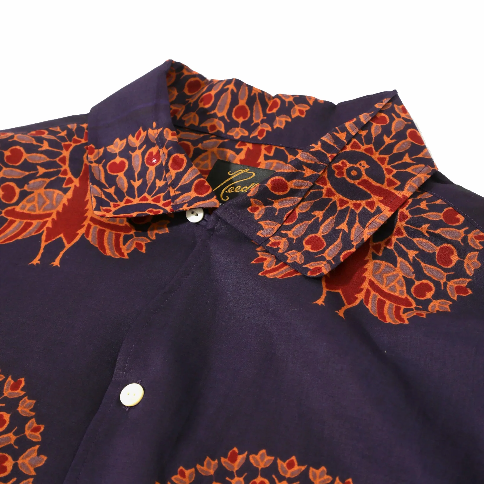 Needles Italian Collar Shirt - Printed Cotton Lawn (Peacock) - Image 3