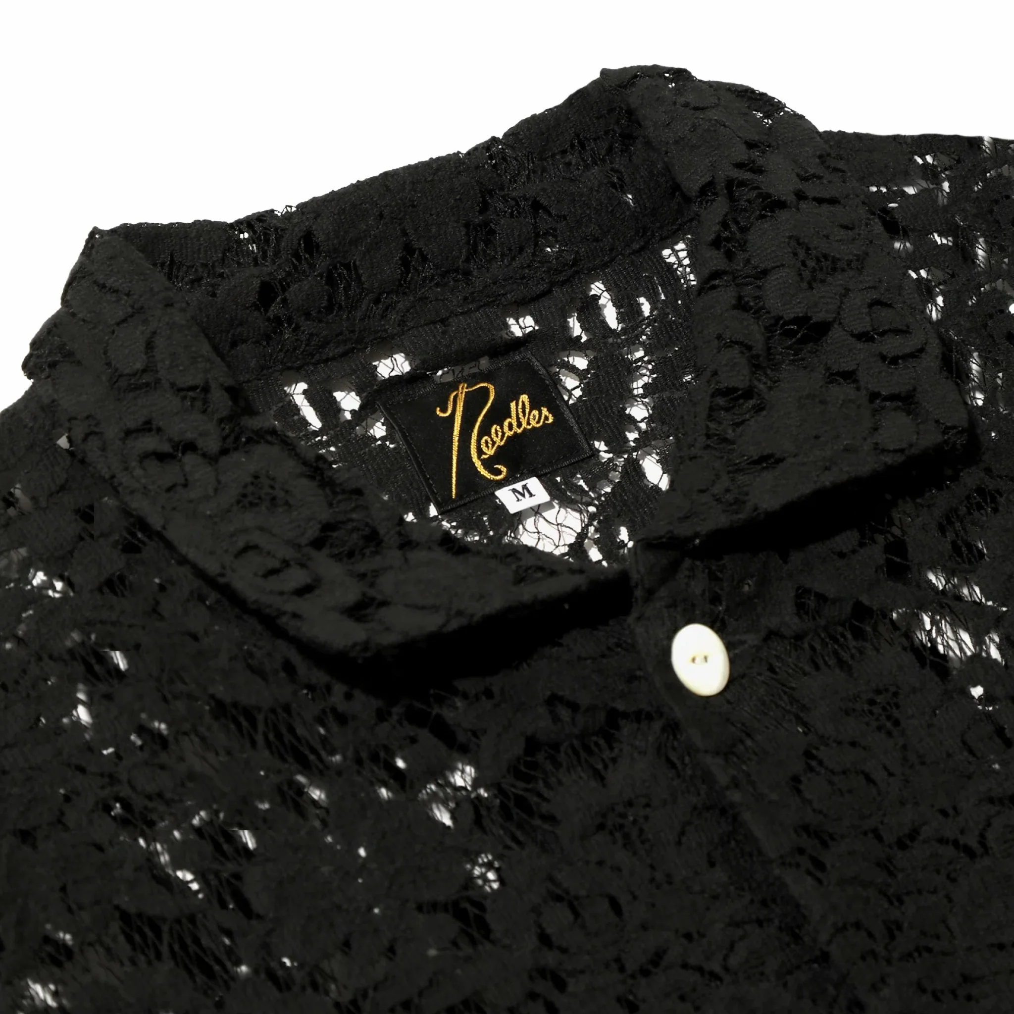 Needles Widespread Collar Shirt - Raschel Lace (Black) - Image 3