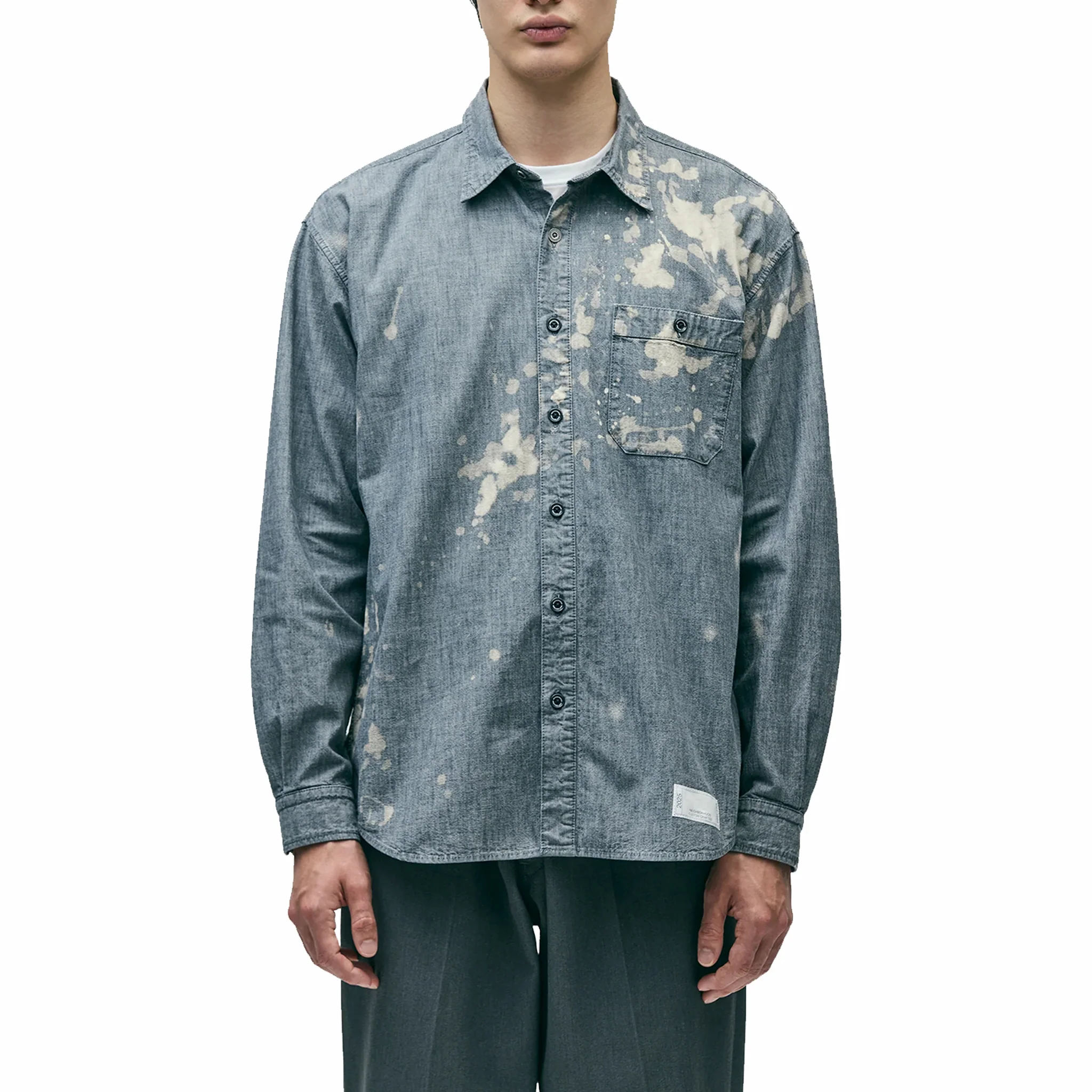 Neighborhood Garment Bleach Chambray Shirt LS (Indigo) - Image 3