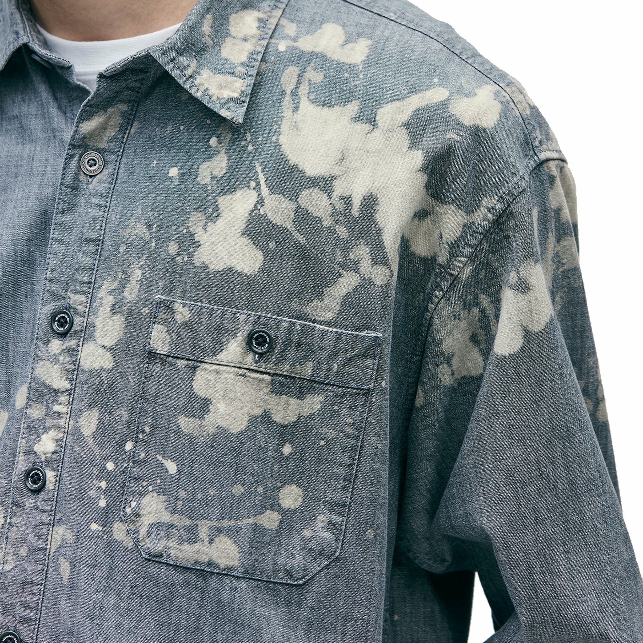 Neighborhood Garment Bleach Chambray Shirt LS (Indigo) - Image 4