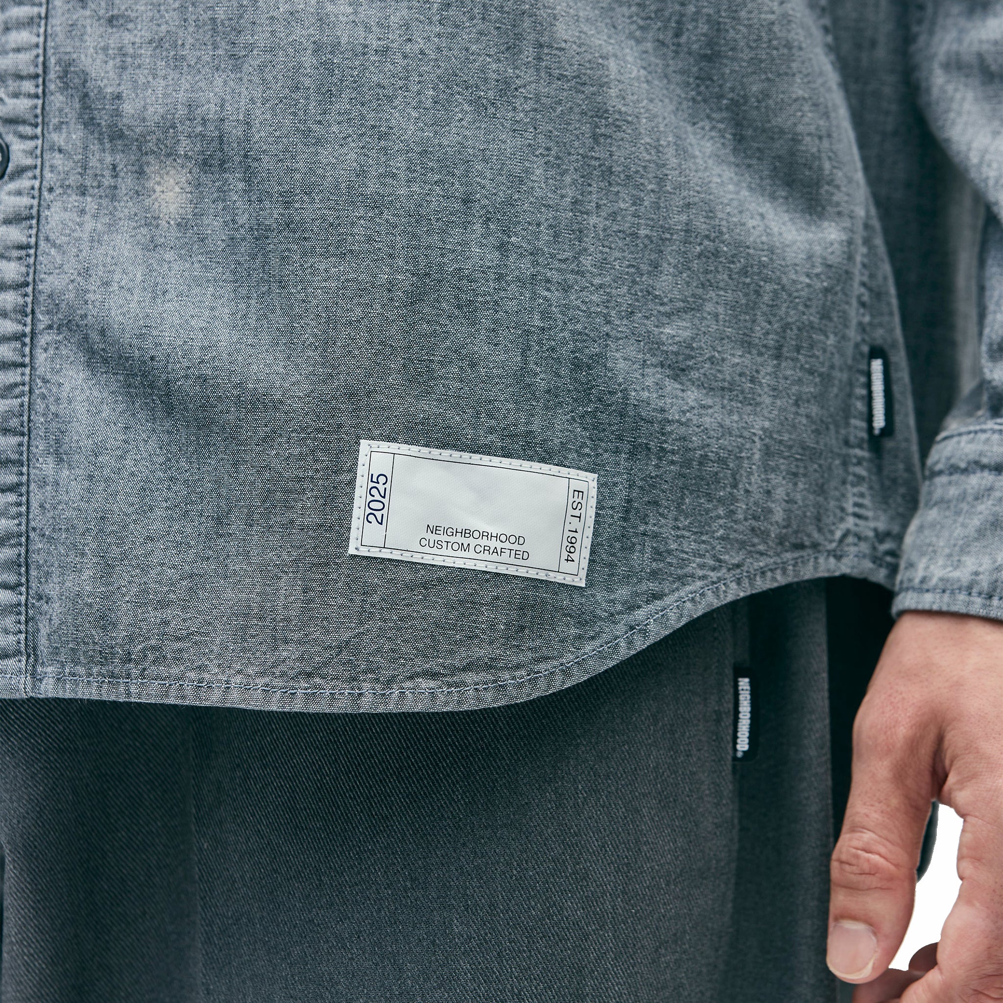 Neighborhood Garment Bleach Chambray Shirt LS (Indigo) - Image 5