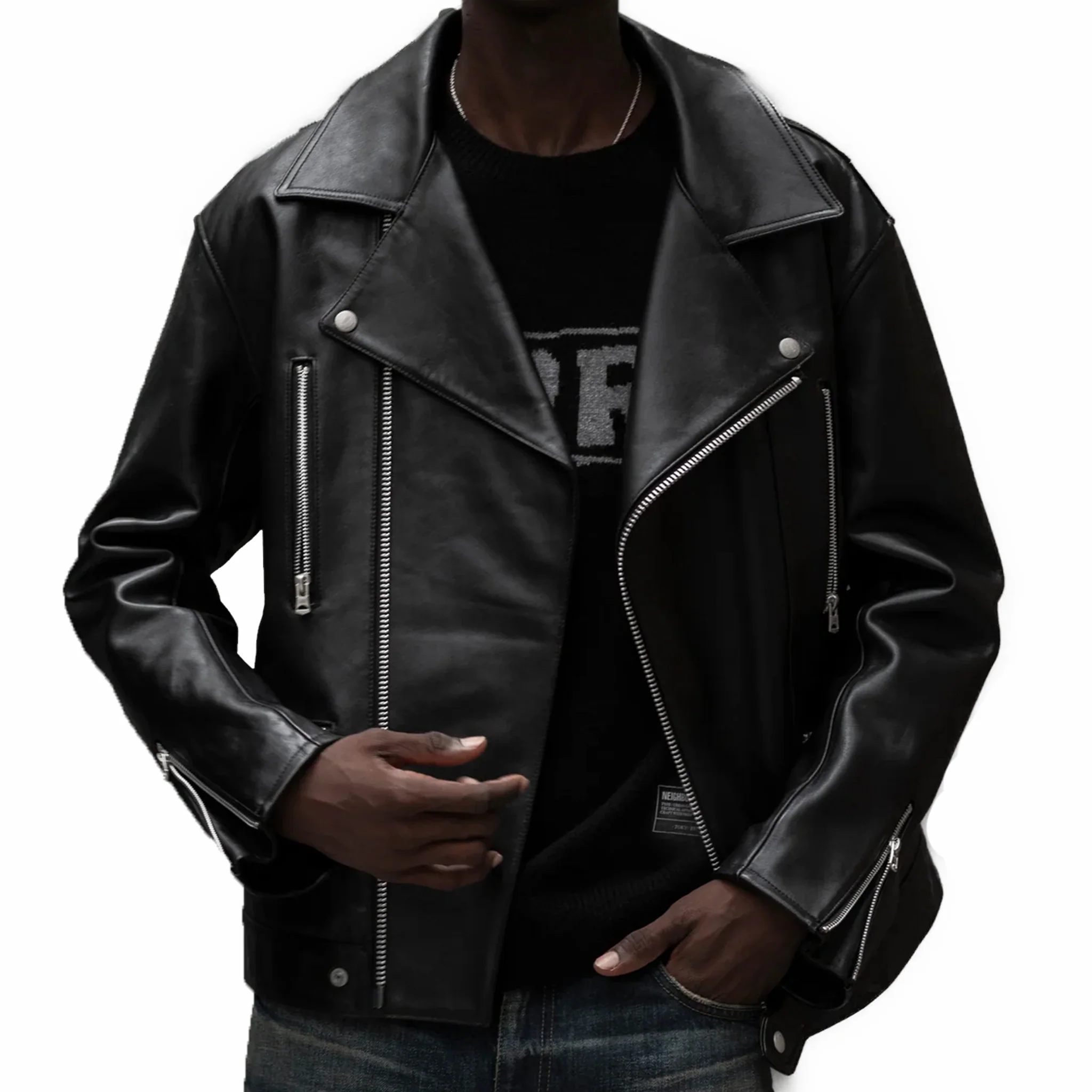 Neighborhood Leather Riders Jacket (Black) - Image 3