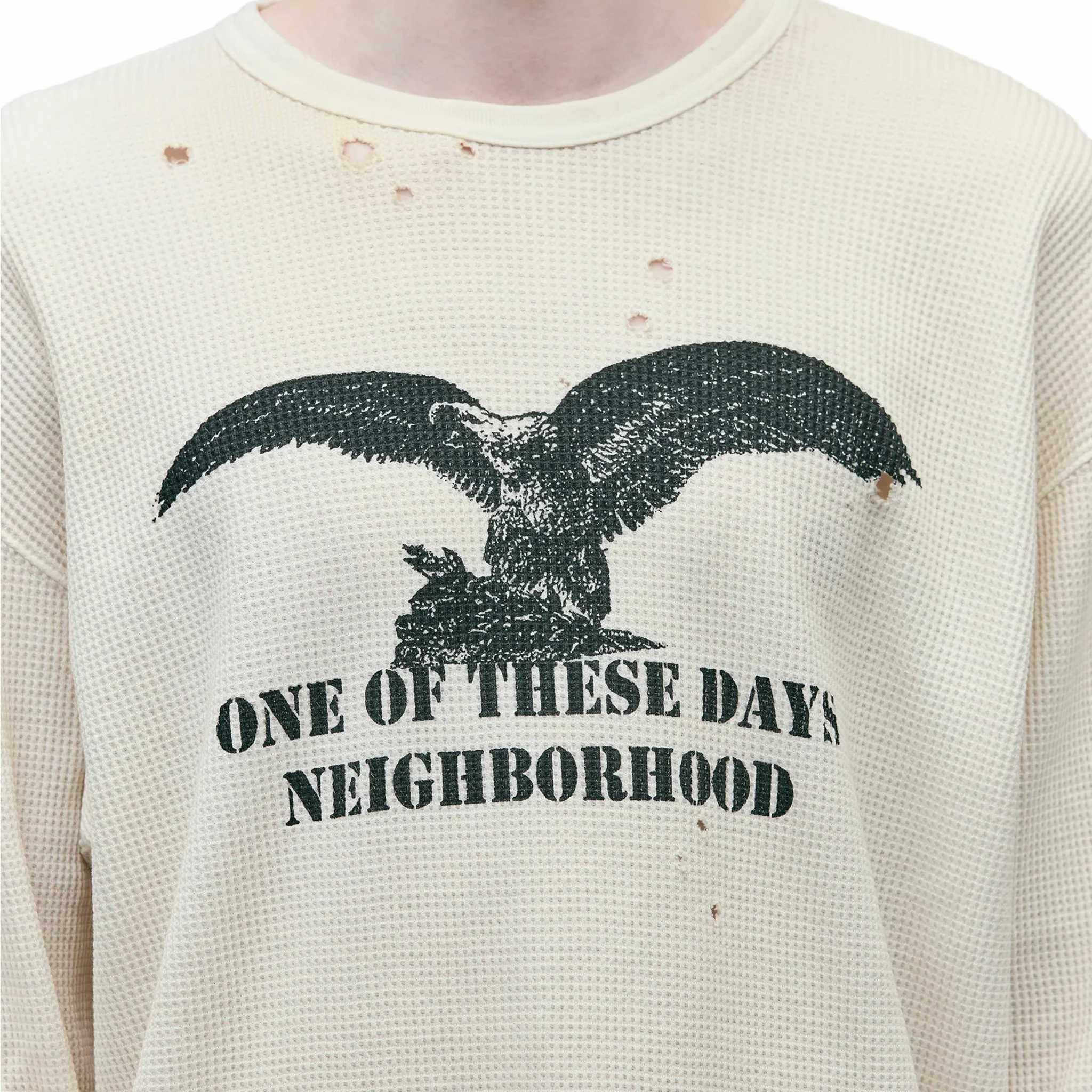 Neighborhood x OOTD . Waffle Fabric Longsleeve Crewneck (White) - Image 3