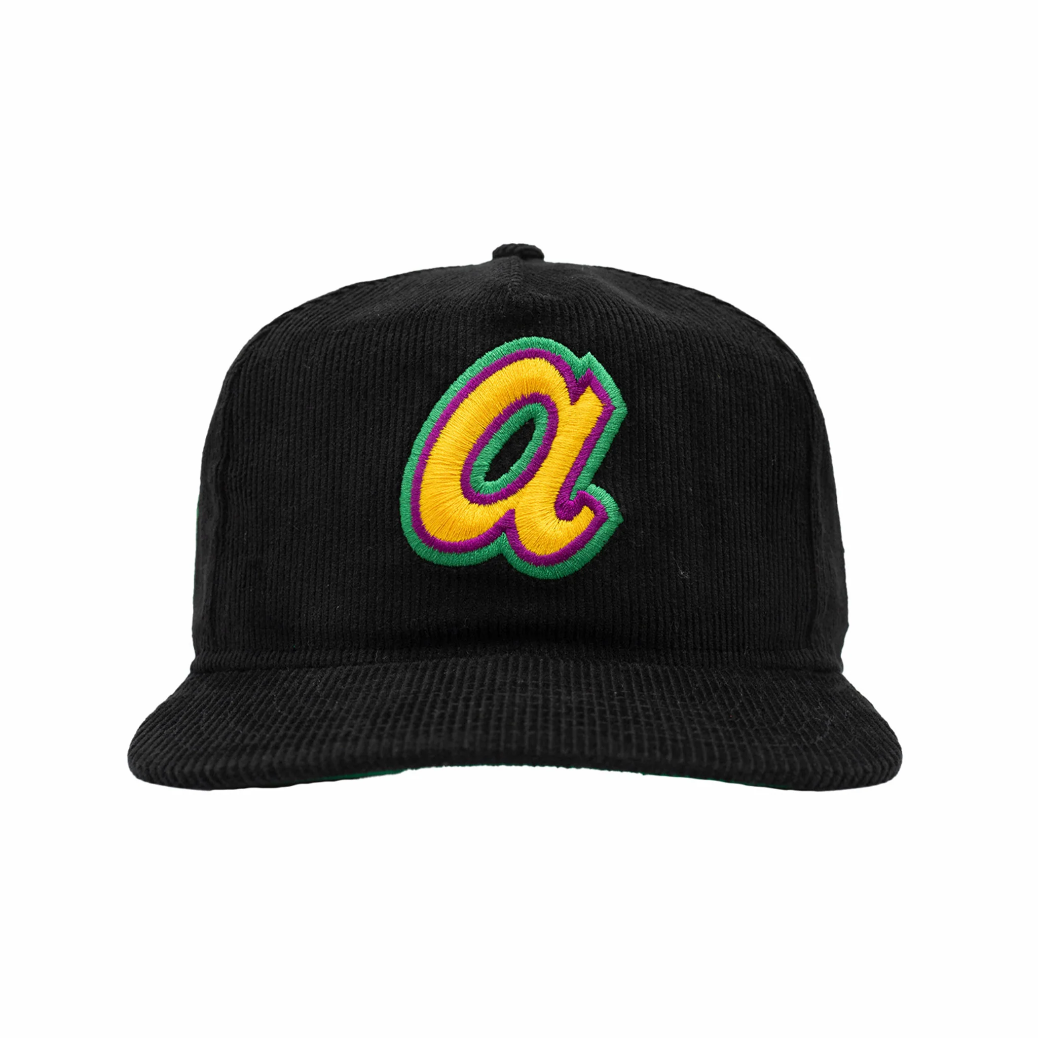 New Era x August - Atlanta Braves Corduroy 5 Panel Snapback Cap (Black/Merit Gold)