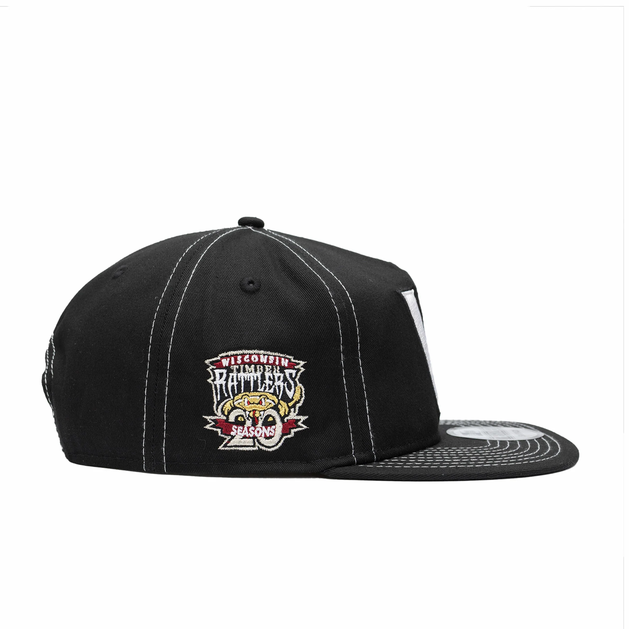New Era x August - Wisconsin Timber Rattlers 5 Panel Snapback Cap (Black/White) - Image 2