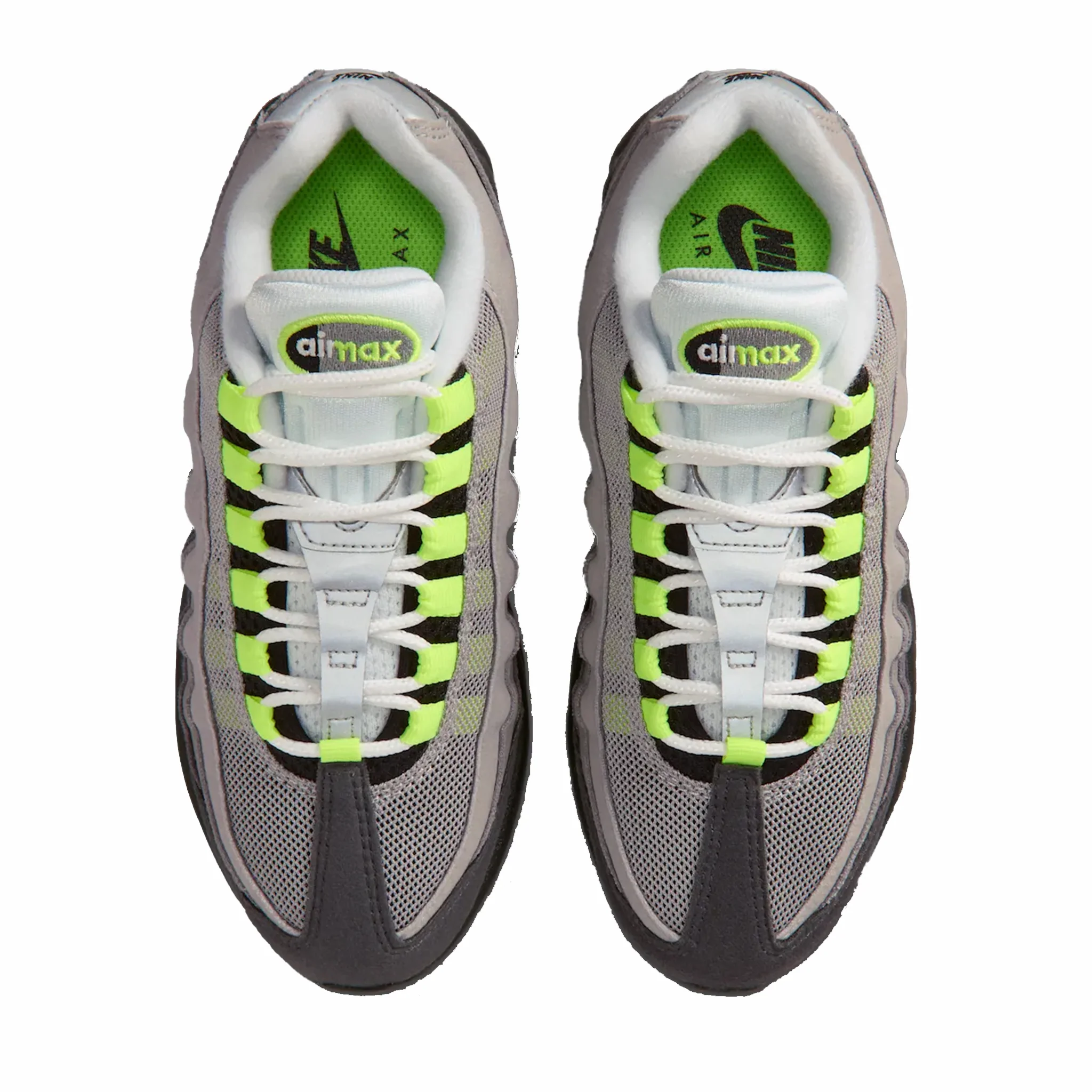 Nike Grade School Air Max 95 OG “Neon” Big Bubble (Black/Cool Grey-Neon Yellow) - Image 4