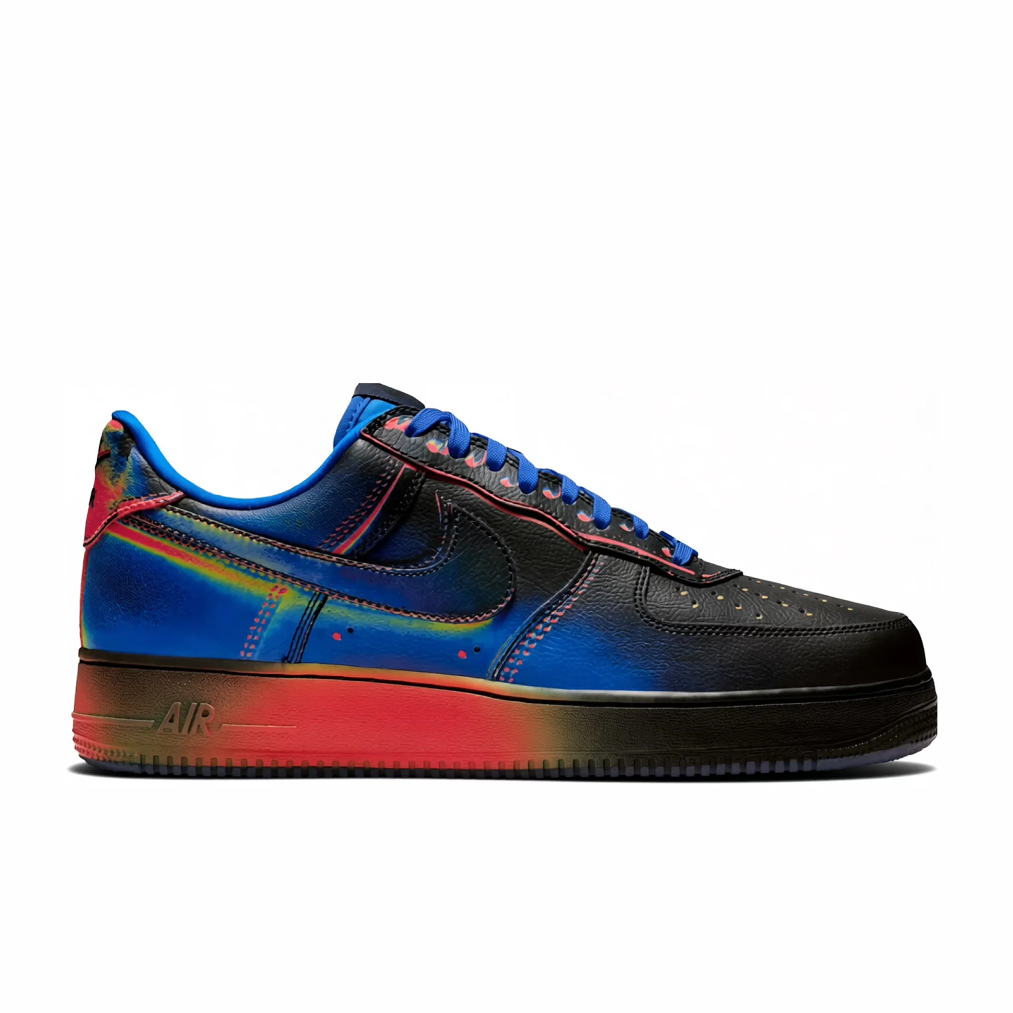 Nike Men's Air Force 1 Low Retro "Heat Map" (Black/Racer Blue-Volt Ice-Bright Crimson)