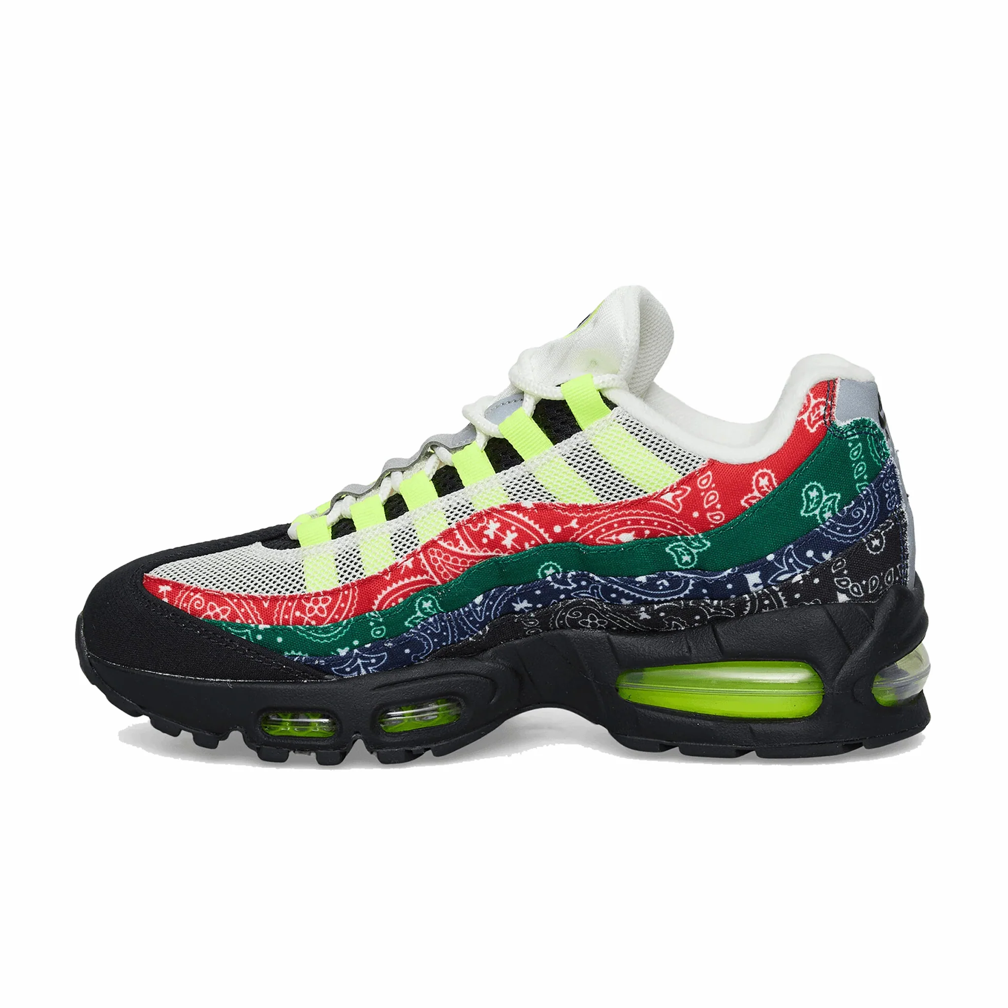 Nike Unisex Air Max 95 Big Bubble "Bandana" (Sail/Volt-University Red-Sport Green) - Image 2