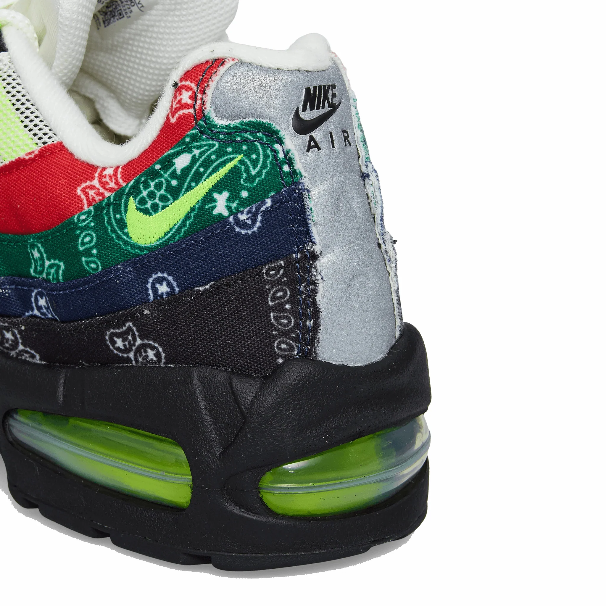 Nike Unisex Air Max 95 Big Bubble "Bandana" (Sail/Volt-University Red-Sport Green) - Image 6