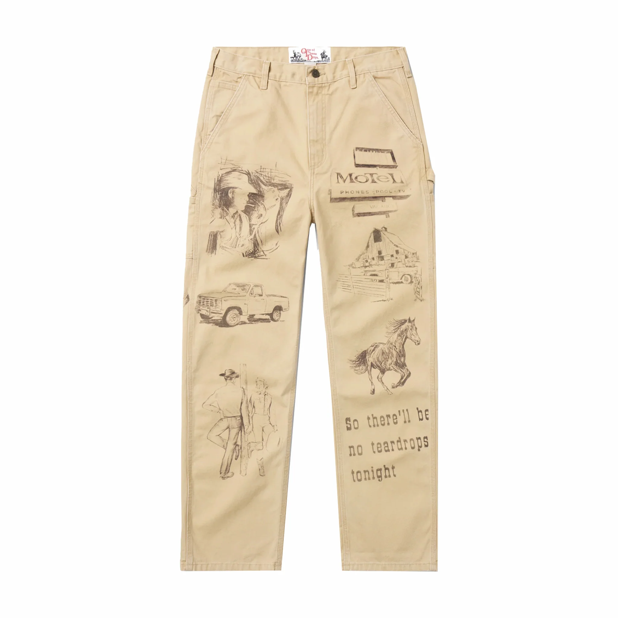 One Of These Days All Over Print Painters Pant (Tan)