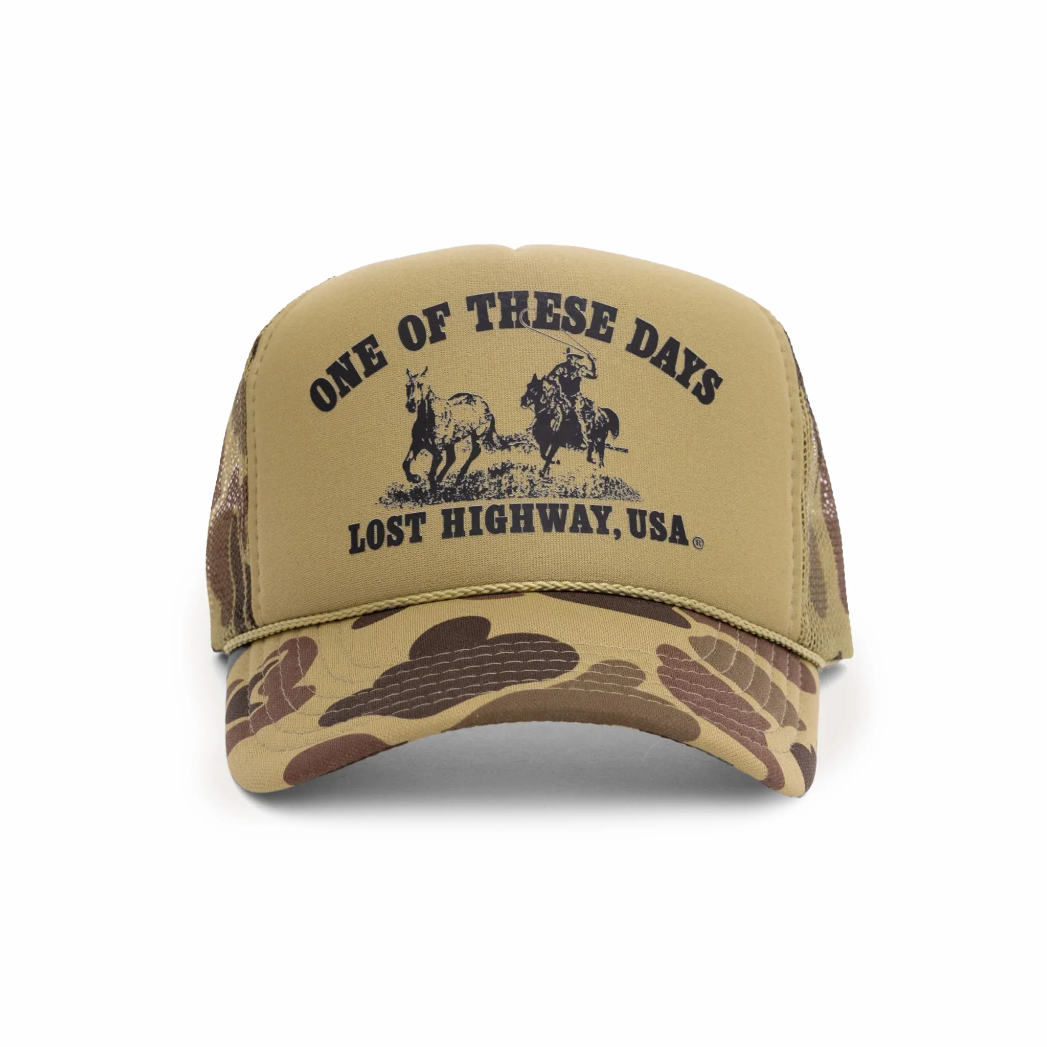 One Of These Days Lost Highway Foam Trucker Hat (Light Green Camo)