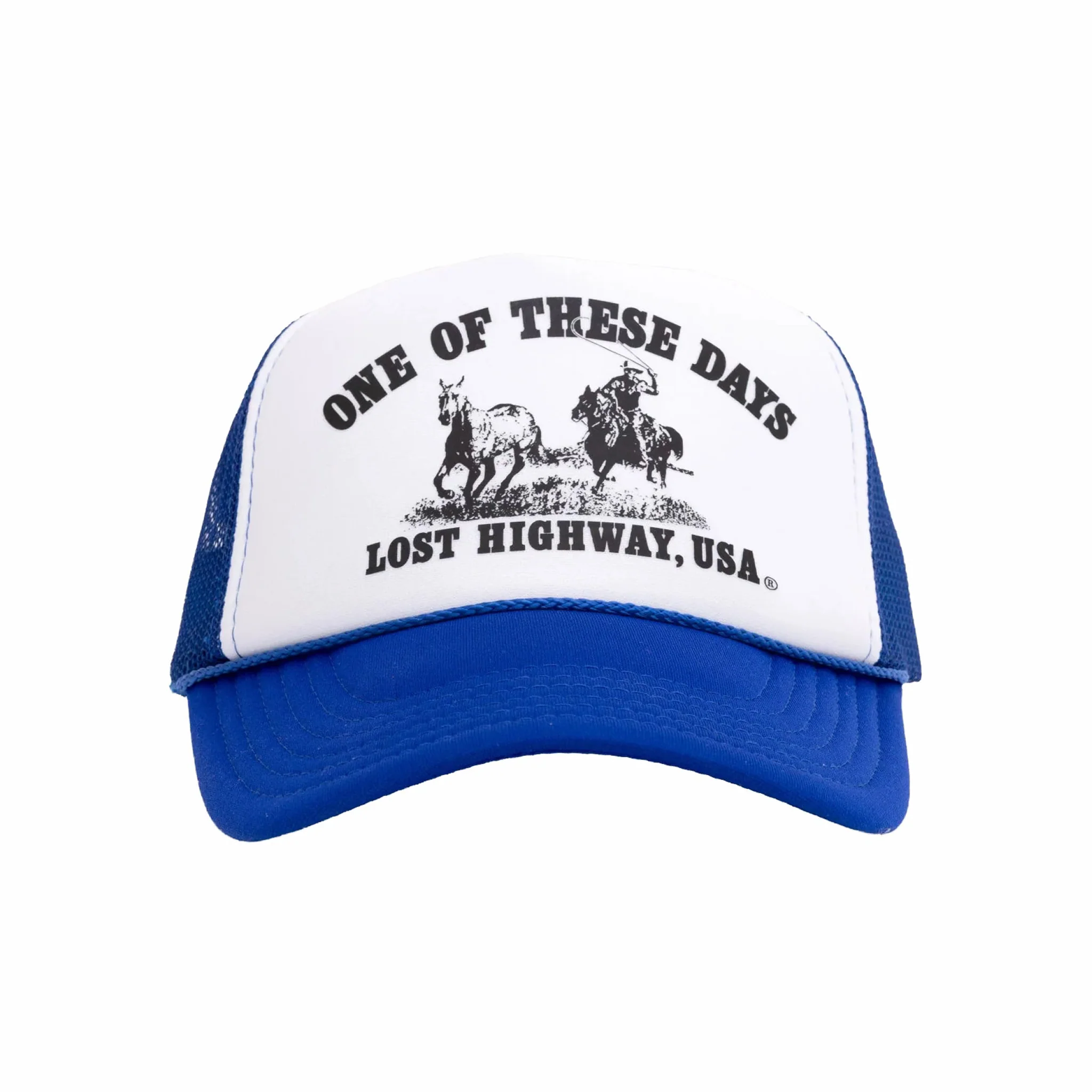 One Of These Days Lost Highway Foam Trucker Hat (Royal Blue/White)