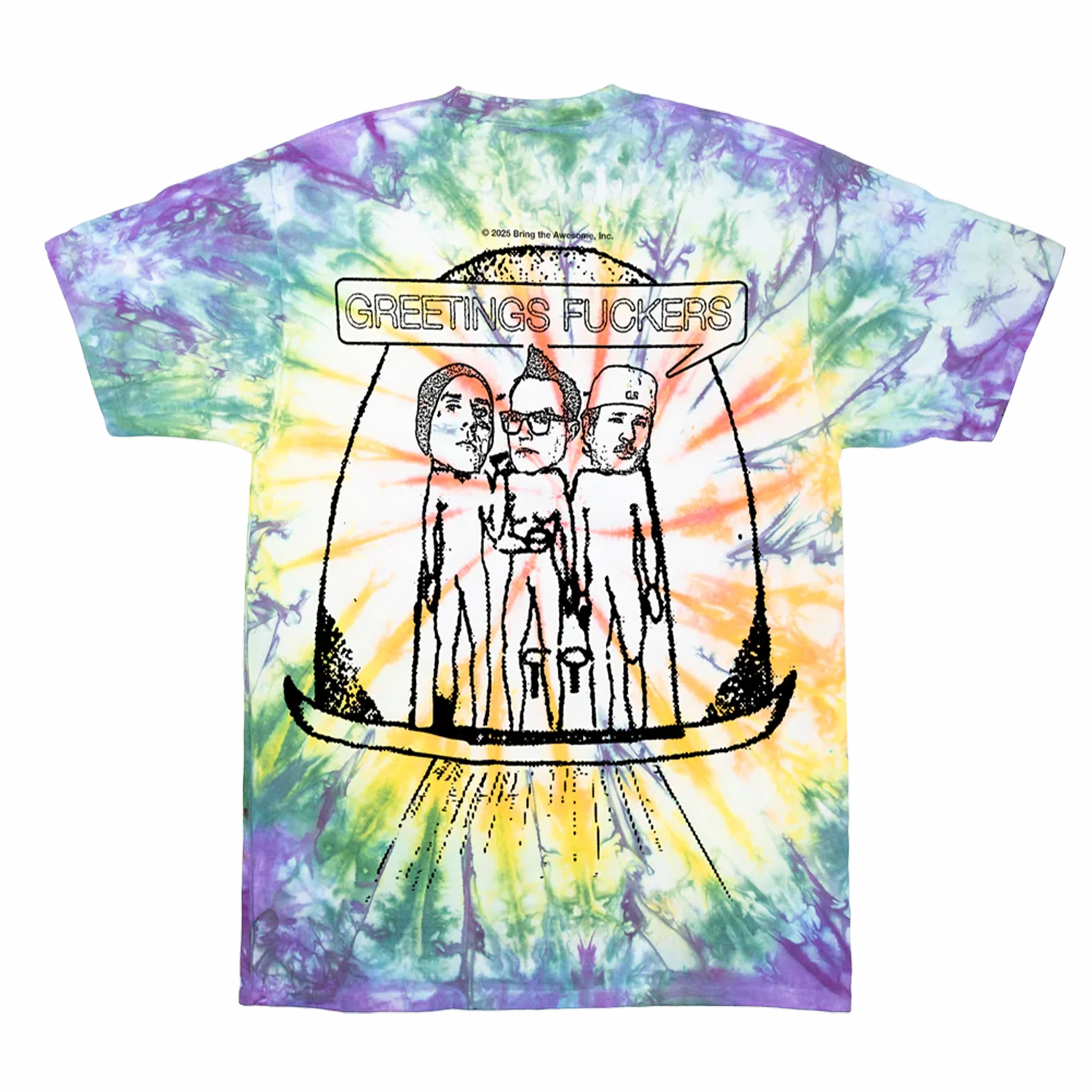 Online Ceramics x Blink-182 "Aliens Exist" Tee - Hand Dyed (Tie Dye) - Image 2