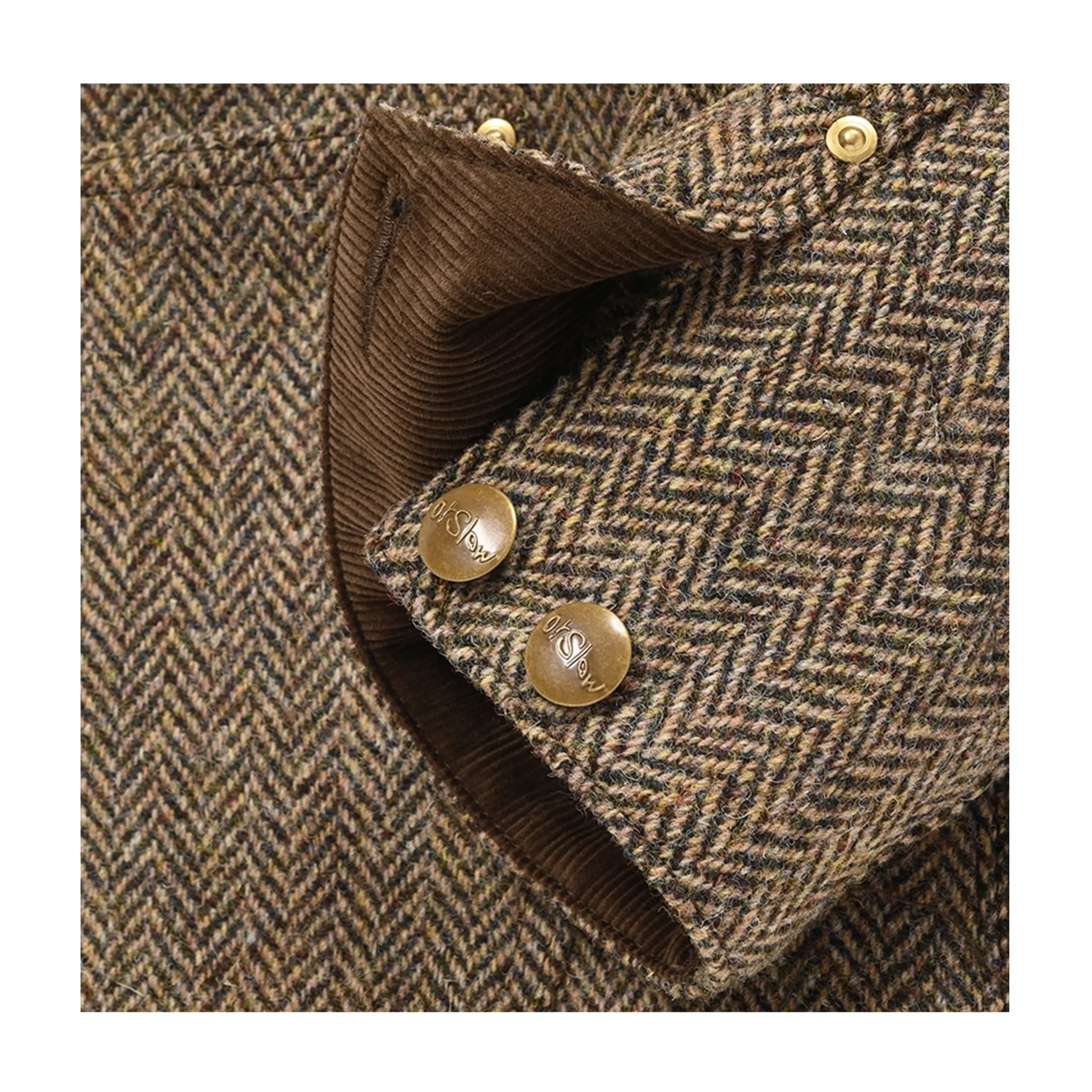 OrSlow Harris Tweed Relax Fit Coverall (Khaki) - Image 3