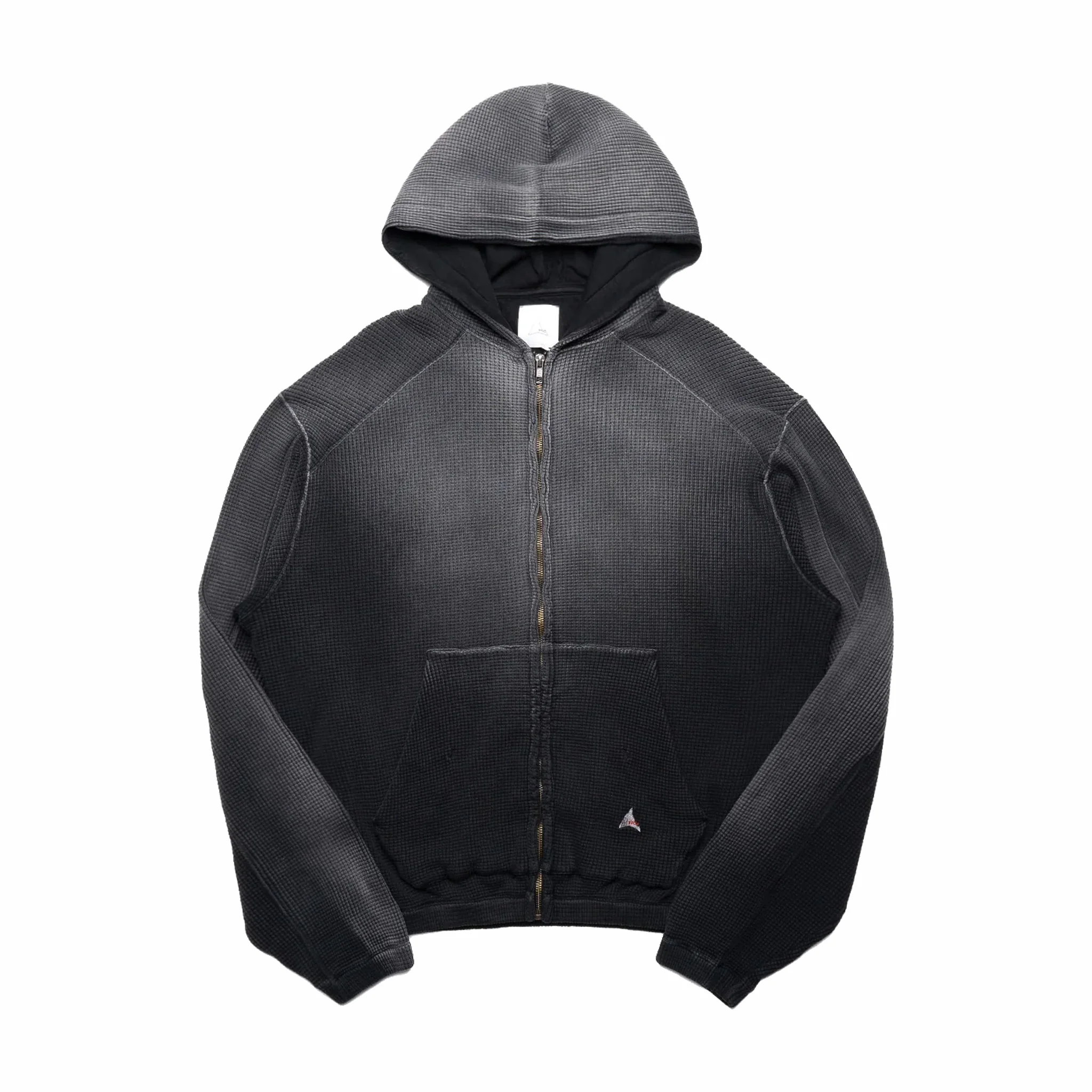 ROA Bee Sun Faded Waffle Zip Up Hoodie (Black)