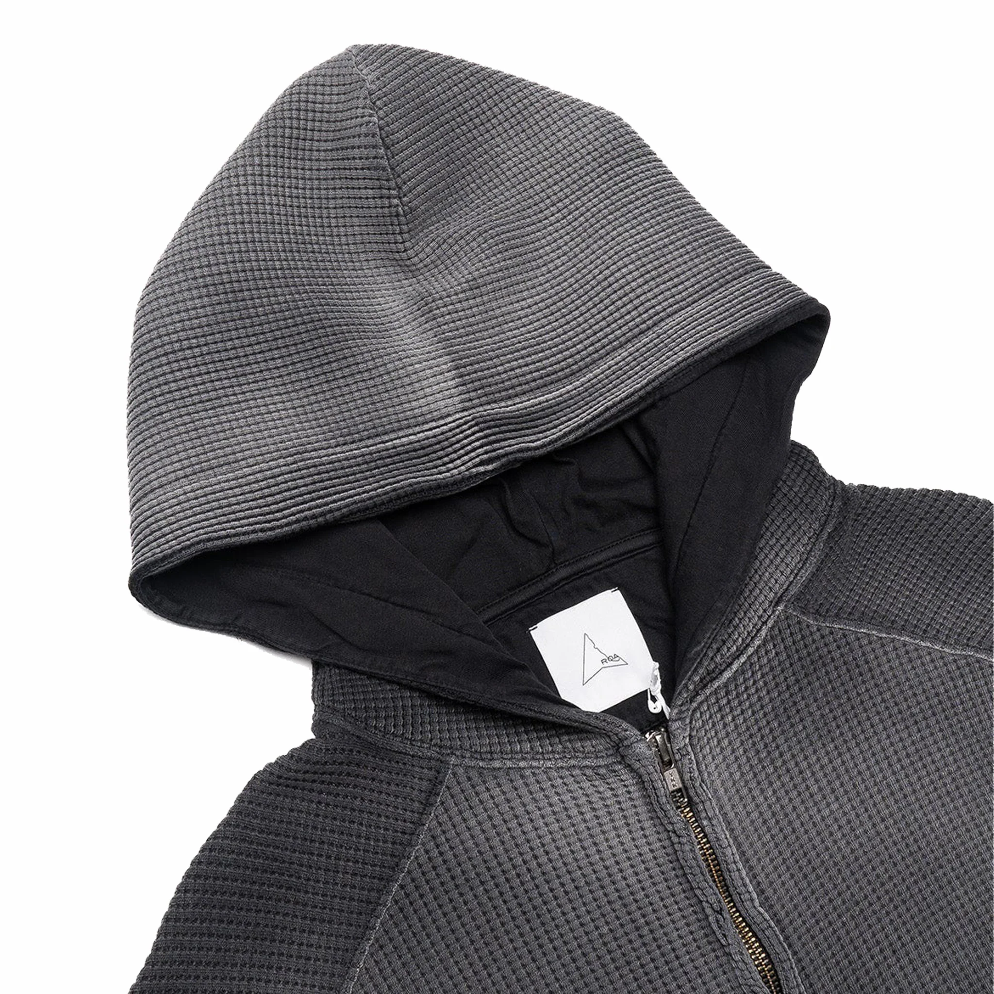 ROA Bee Sun Faded Waffle Zip Up Hoodie (Black) - Image 3