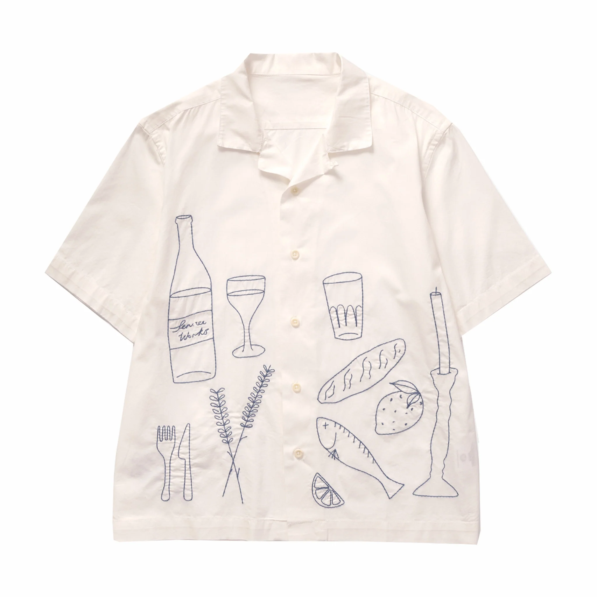 Service Works Light Twill Picnic Short Sleeve Shirt (Off White)