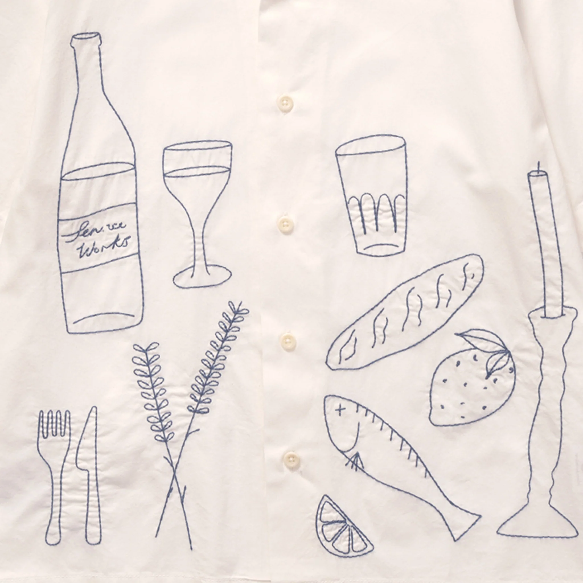 Service Works Light Twill Picnic Short Sleeve Shirt (Off White) - Image 2