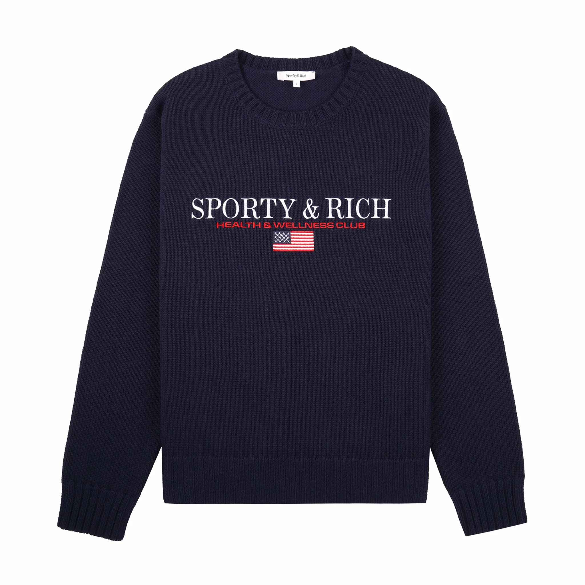 Sporty & Rich Men's Nautical Cotton Sweater (Dark Navy)
