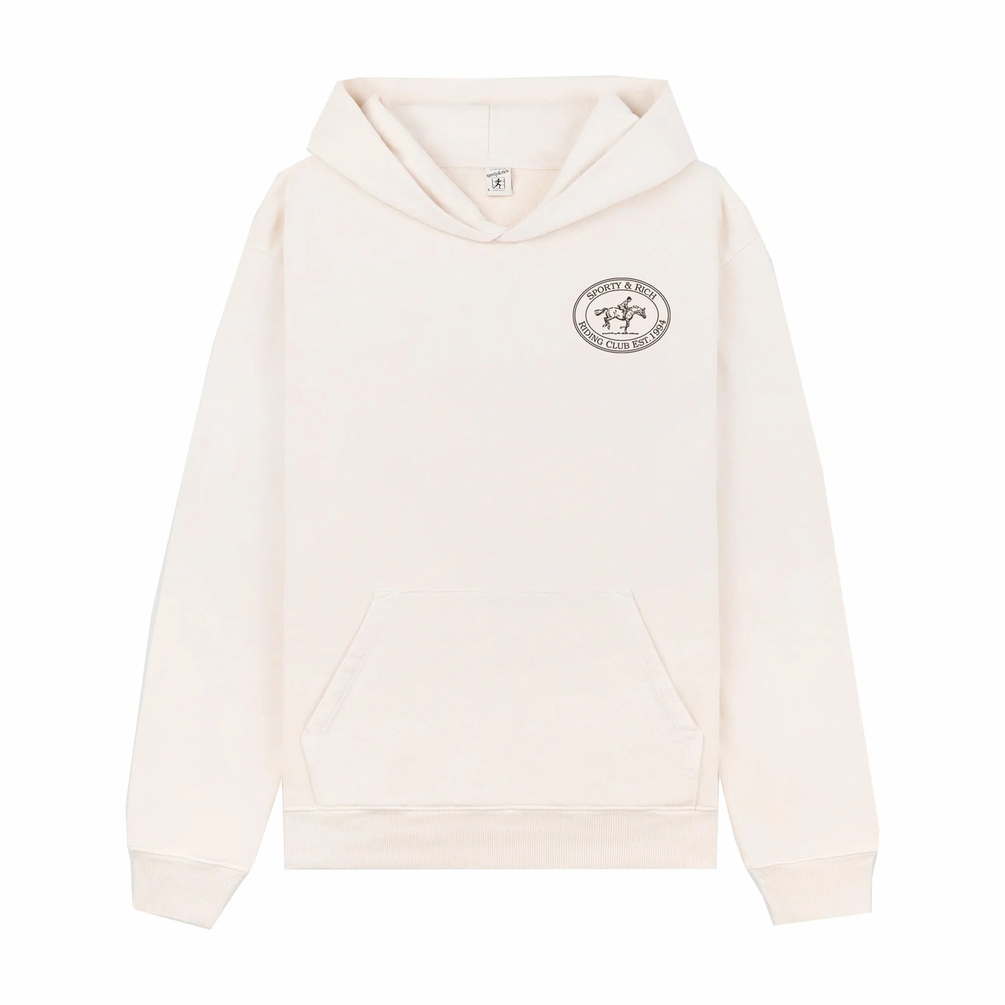 Sporty & Rich Men's Riding Club Hoodie (Cream/Chocolate) - Image 2