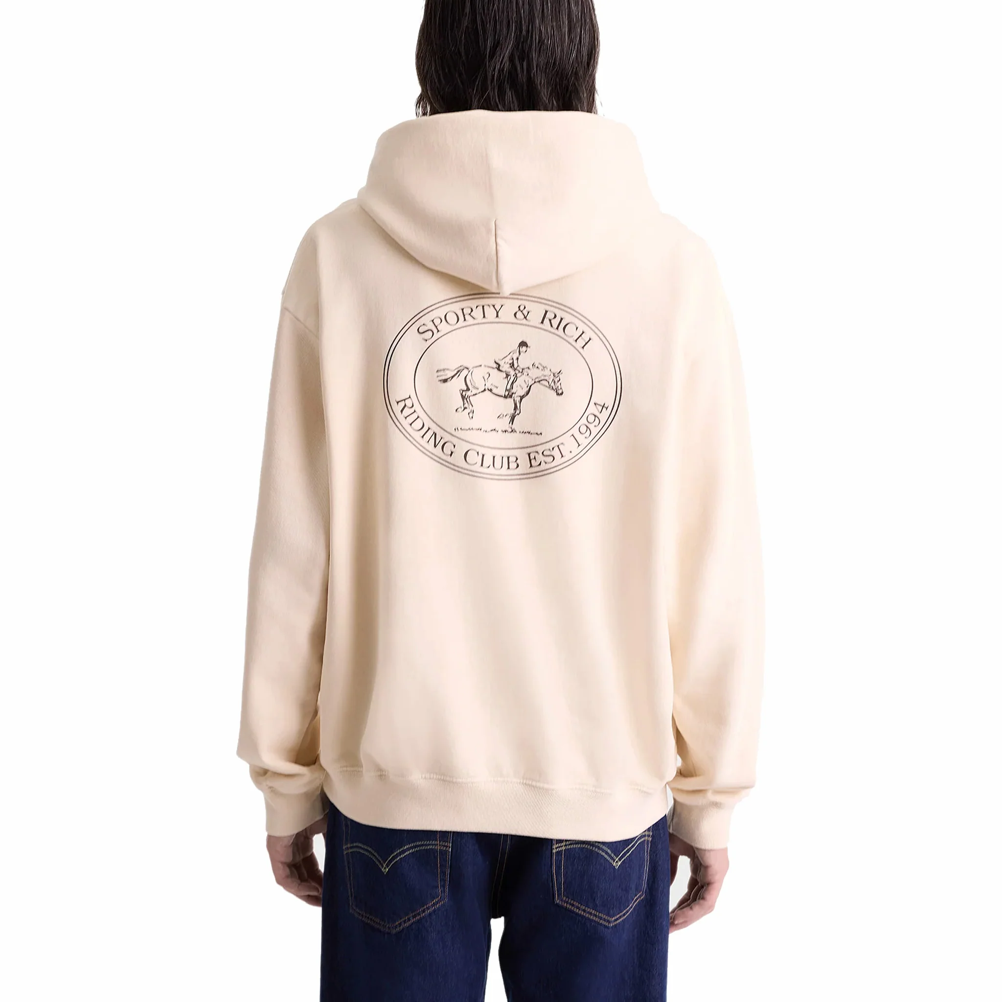 Sporty & Rich Men's Riding Club Hoodie (Cream/Chocolate) - Image 3