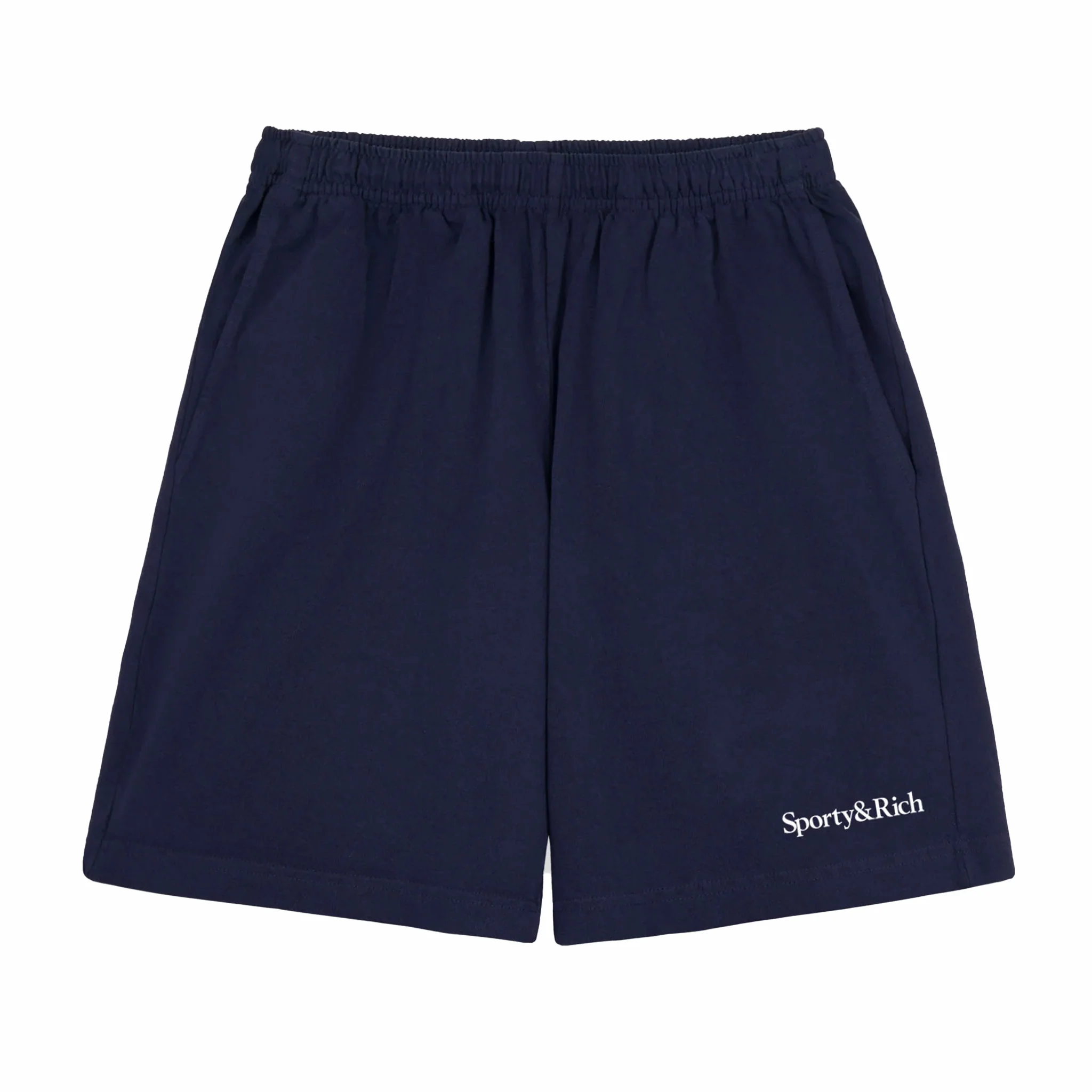 Sporty & Rich Men's Serif Logo Gym Short (Navy/White)