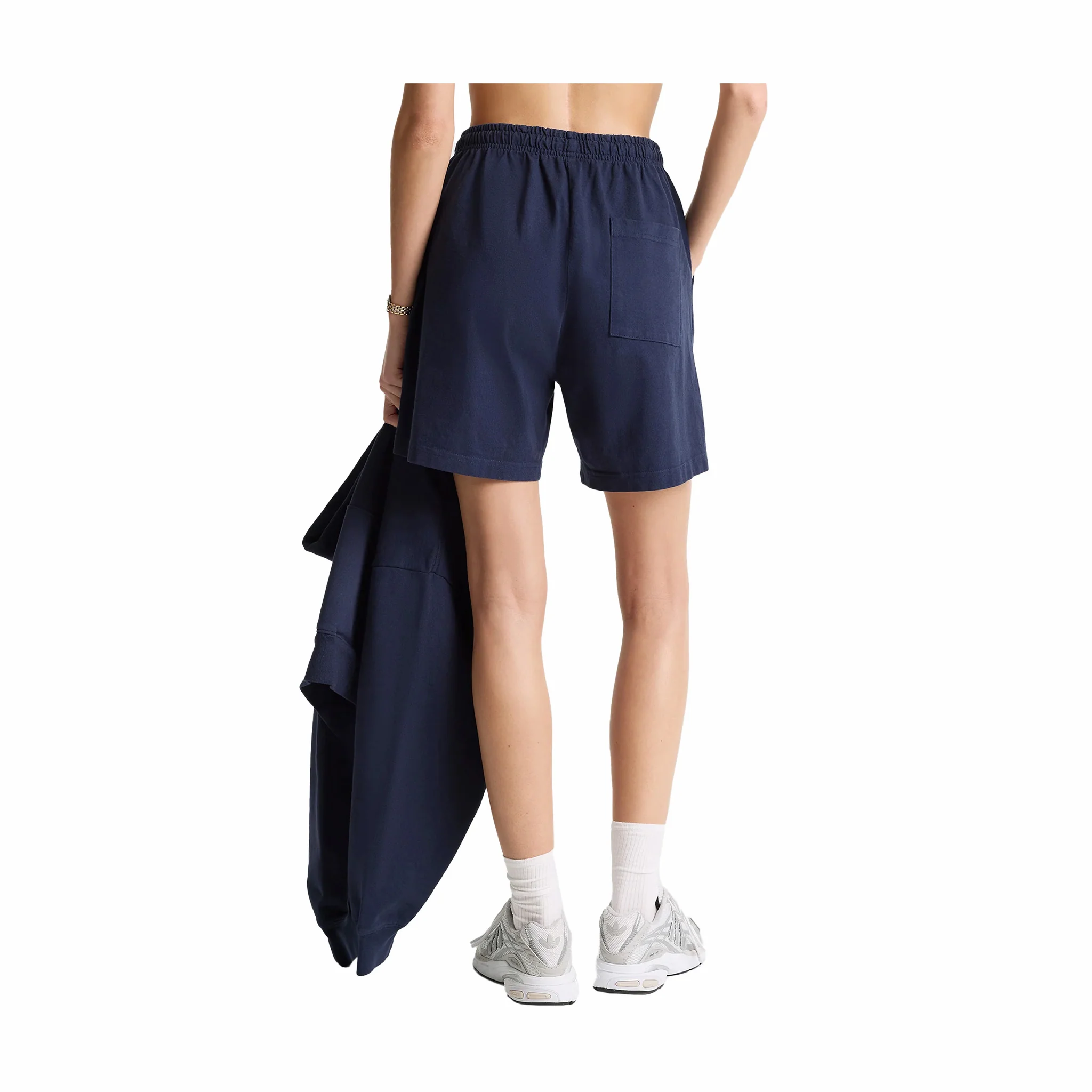 Sporty & Rich Men's Serif Logo Gym Short (Navy/White) - Image 2