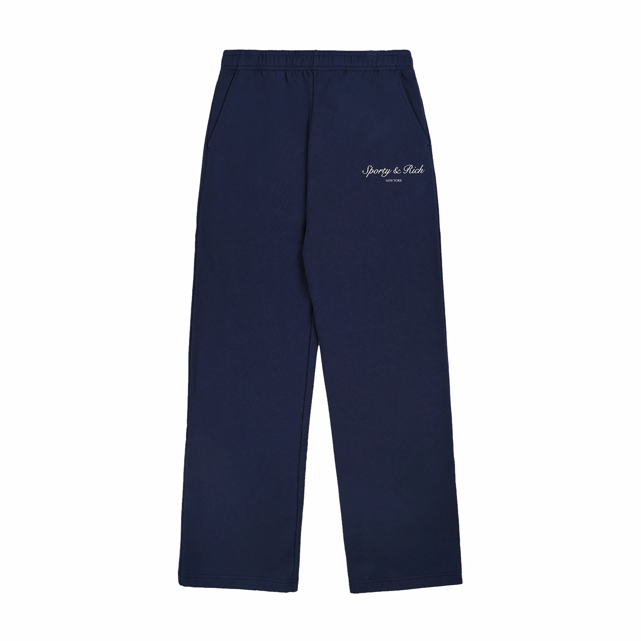 Sporty & Rich Men's Syracuse Wide Sweatpants (Dark Navy/Ecru)