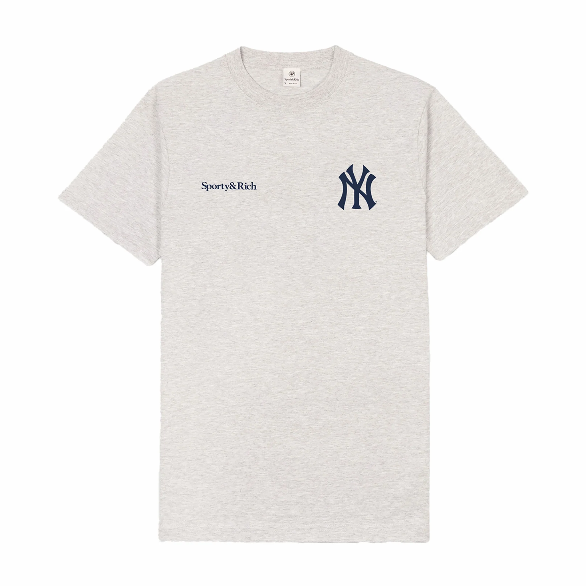 Sporty & Rich Men's Yankees Curve T-Shirt (Heather Grey/Navy)