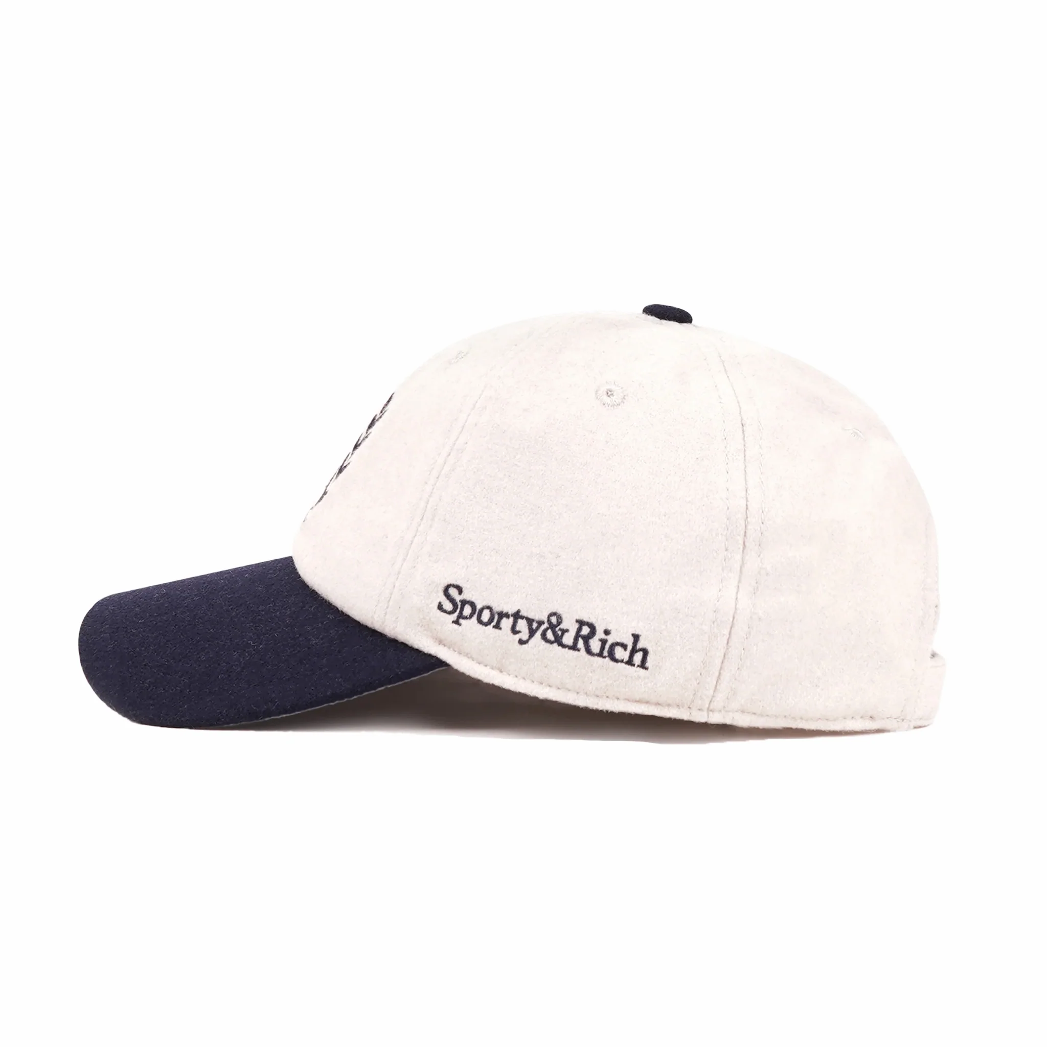 Sporty & Rich NY Crest Wool Hat (Ecru/Dark Navy) - Image 3