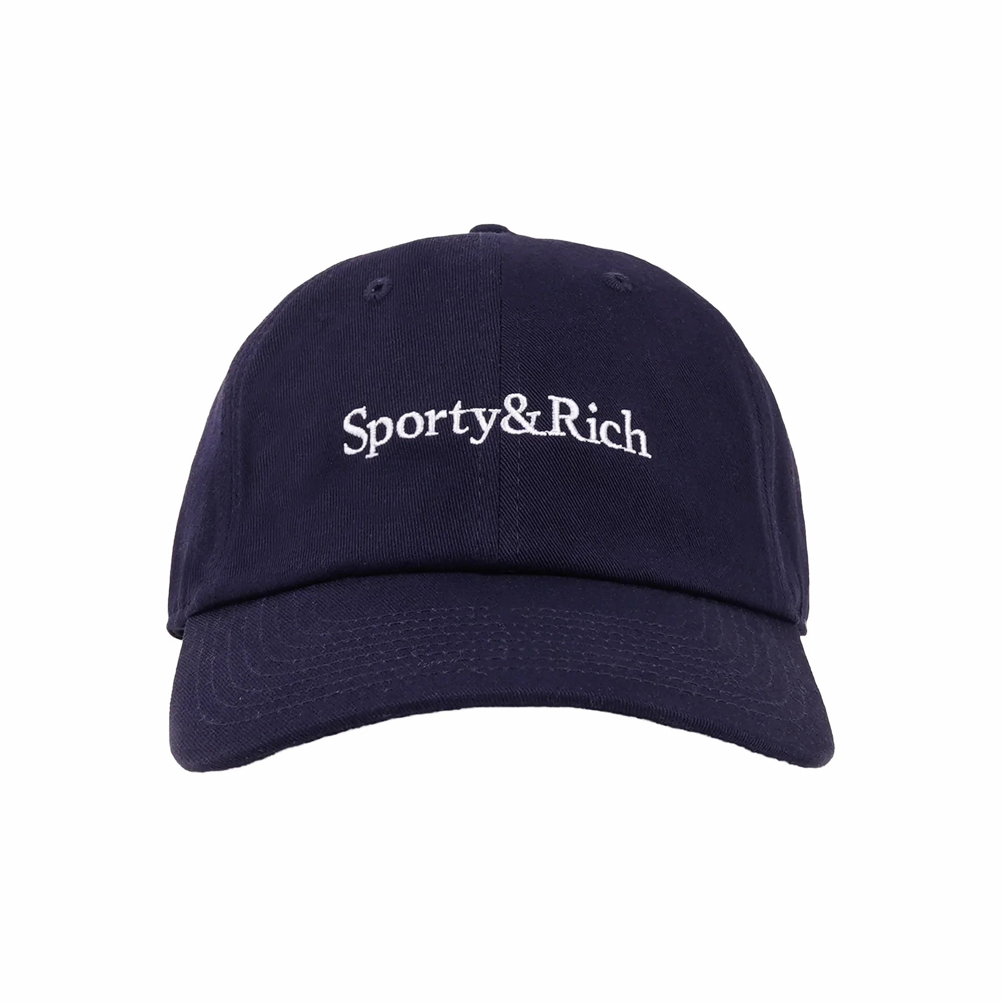 Sporty & Rich Serif Logo Hat (Navy/White)