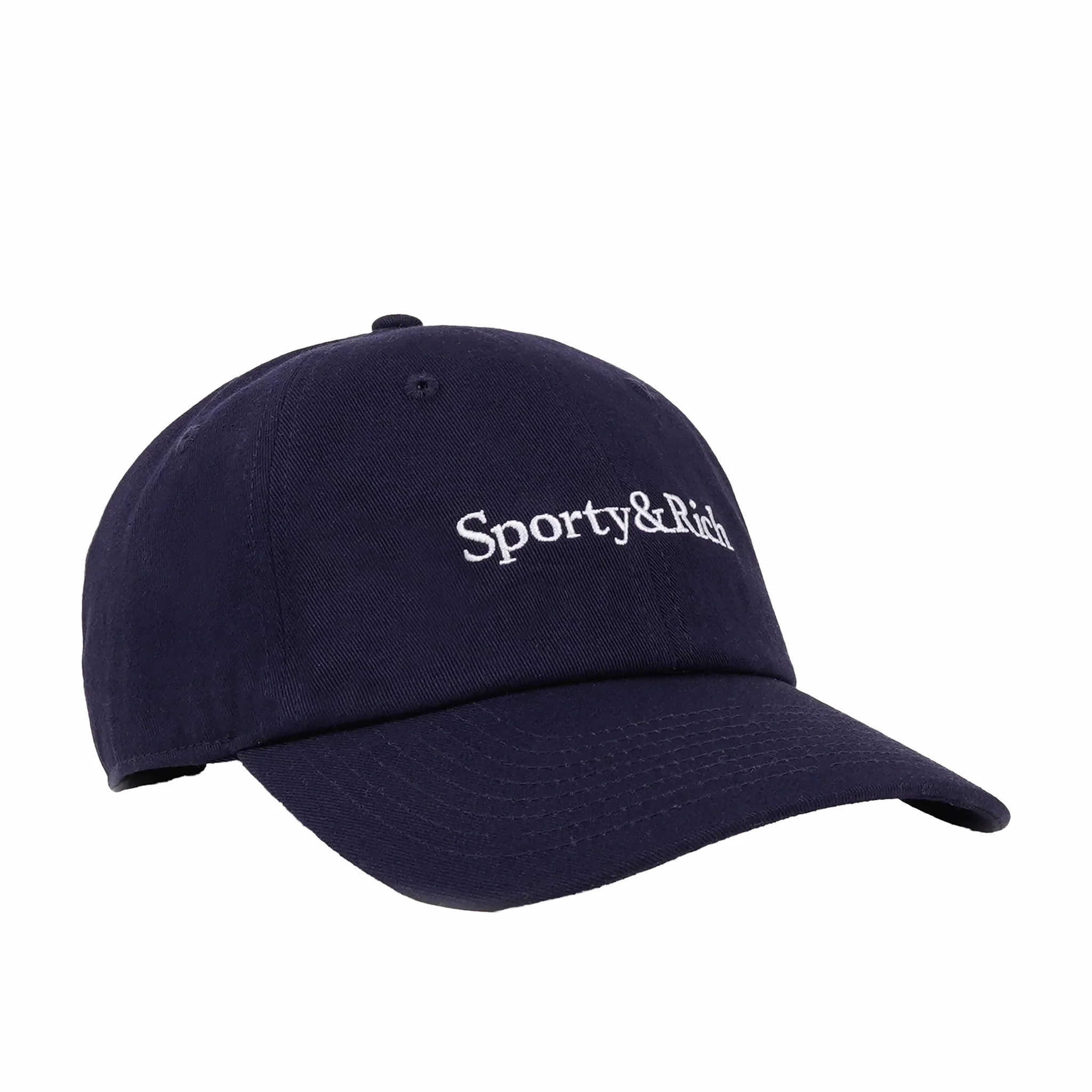 Sporty & Rich Serif Logo Hat (Navy/White) - Image 2