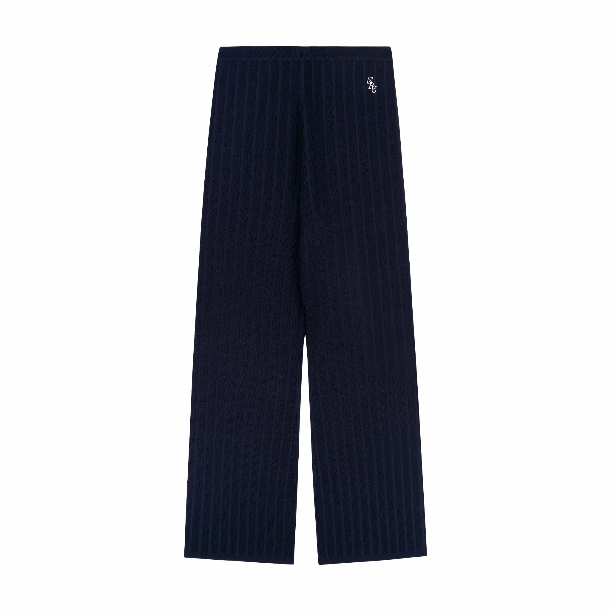 Sporty & Rich Women's SRC Ribbed Trousers (Navy/White)