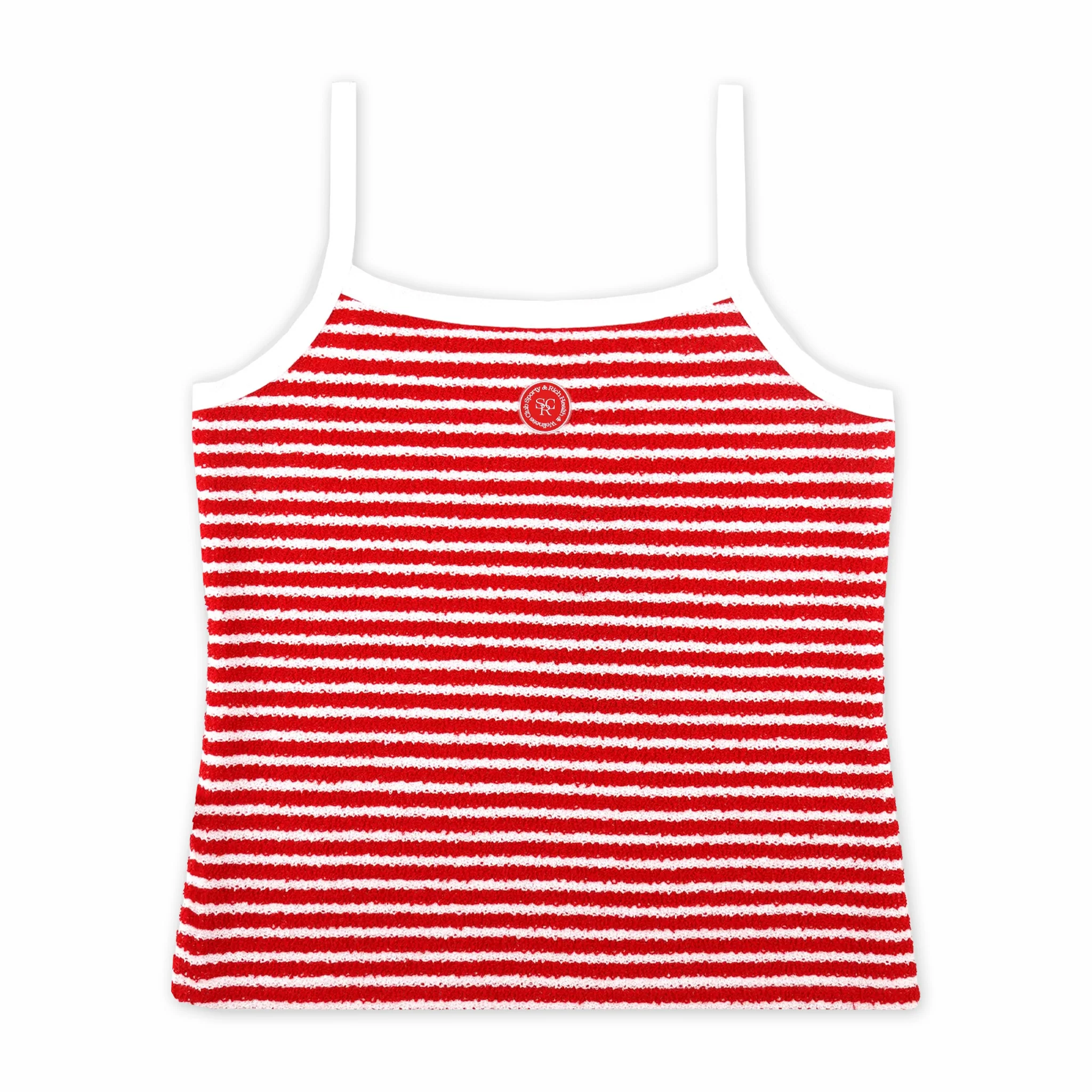 Sporty & Rich Women's SRHWC Striped Terry Tank (Fire Red Stripes)