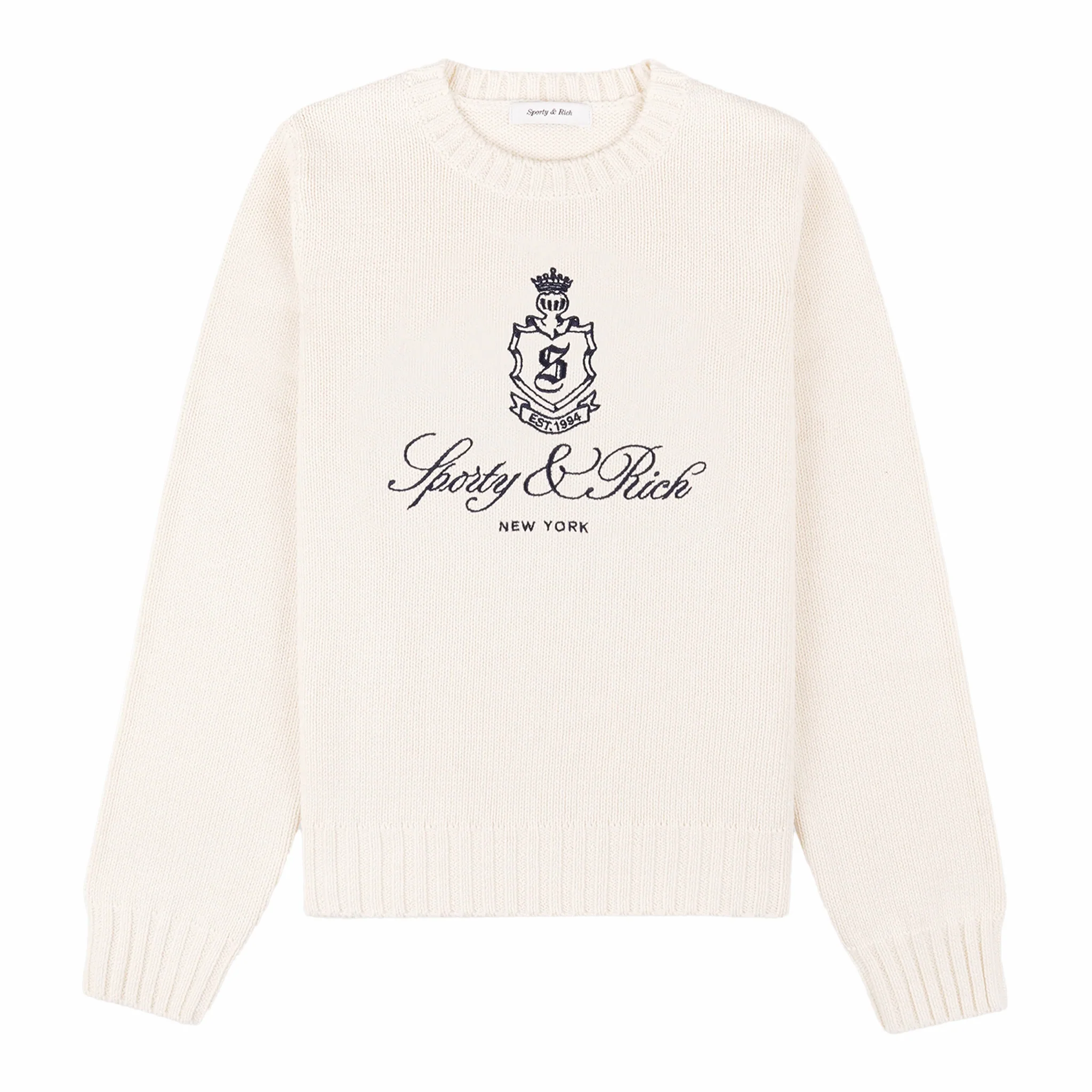 Sporty & Rich Women's Vendome Knitted Sweater (Ecru/Navy)