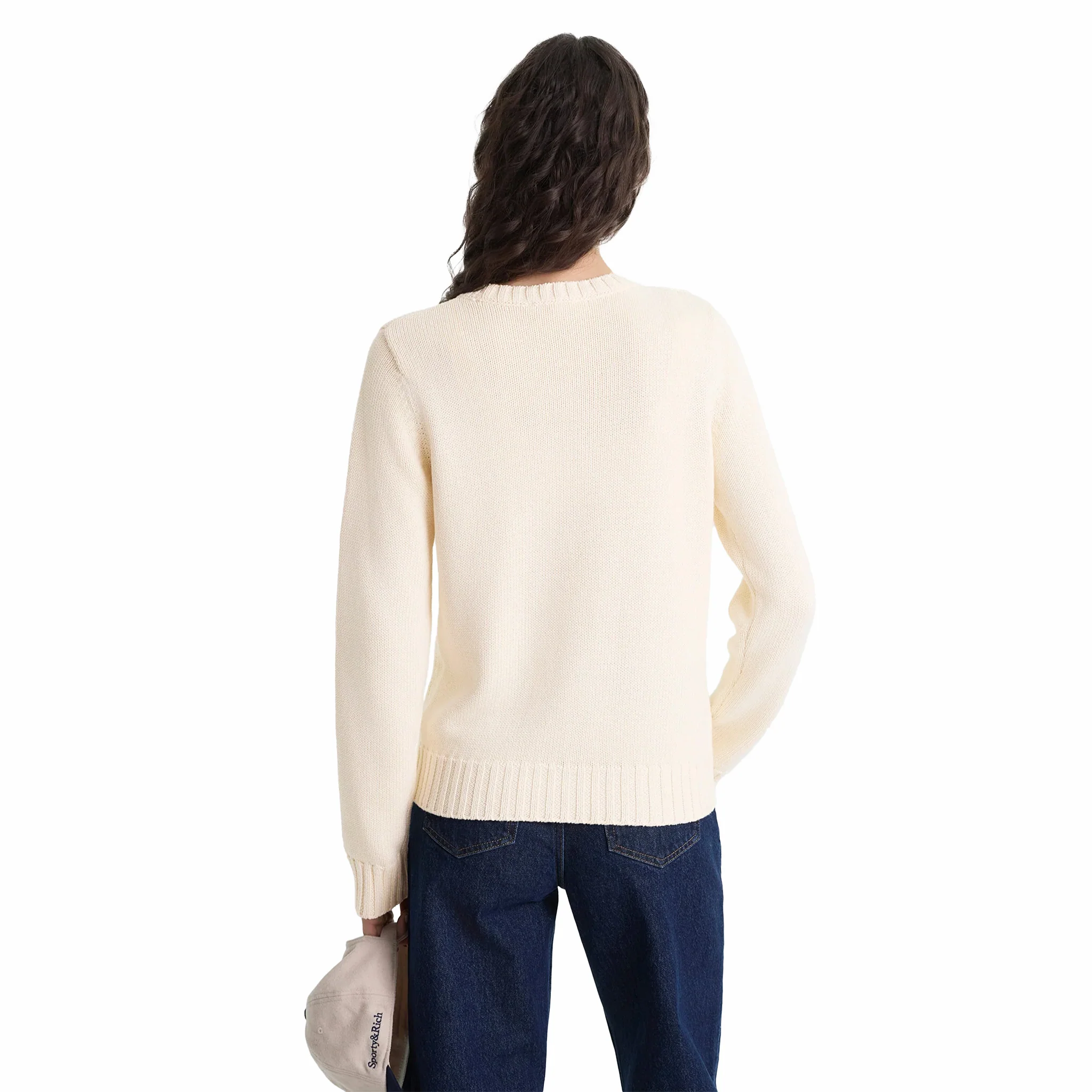 Sporty & Rich Women's Vendome Knitted Sweater (Ecru/Navy) - Image 4