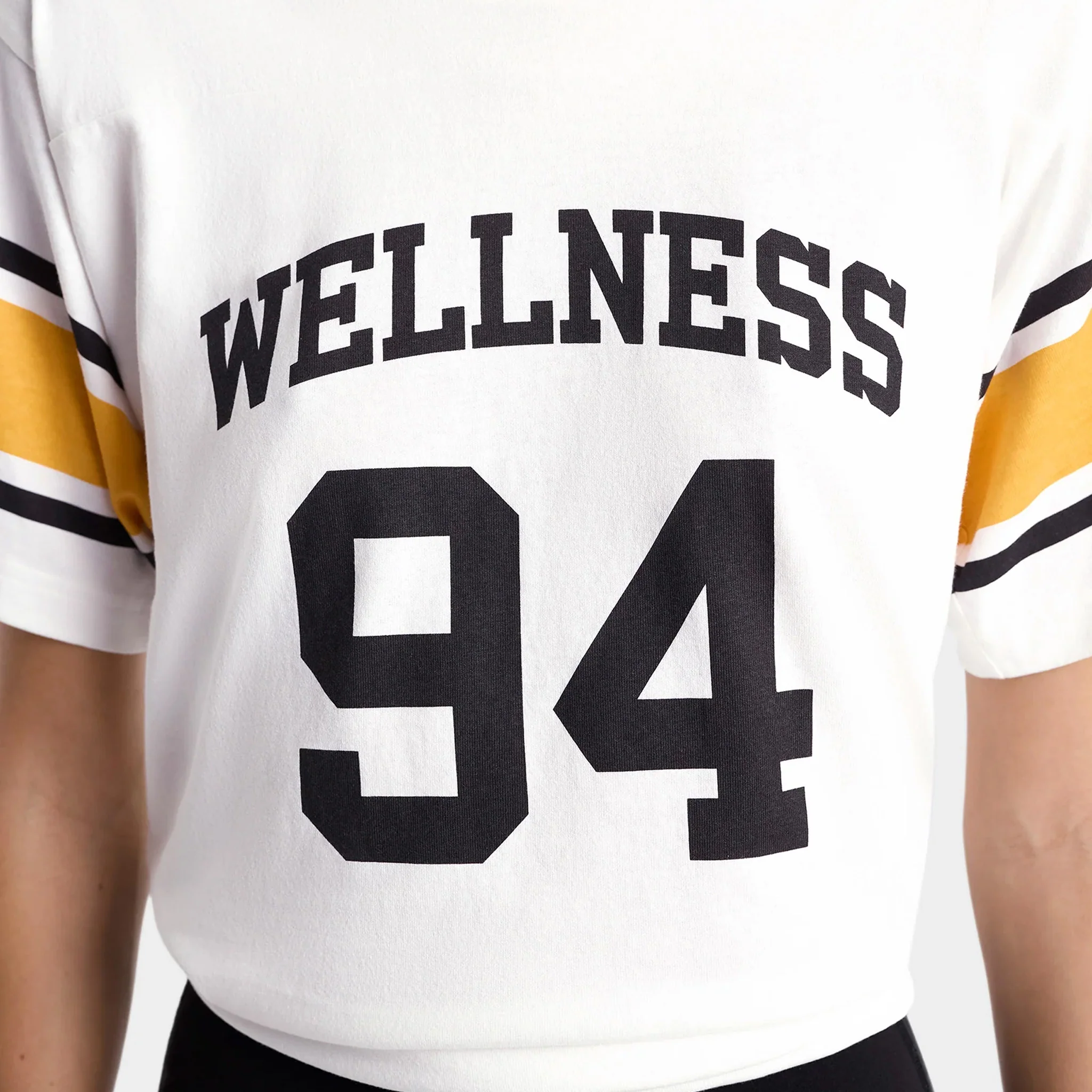 Sporty & Rich Women's Wellness 94 Rugby Tee (White/Faded Gold/Faded Black) - Image 2