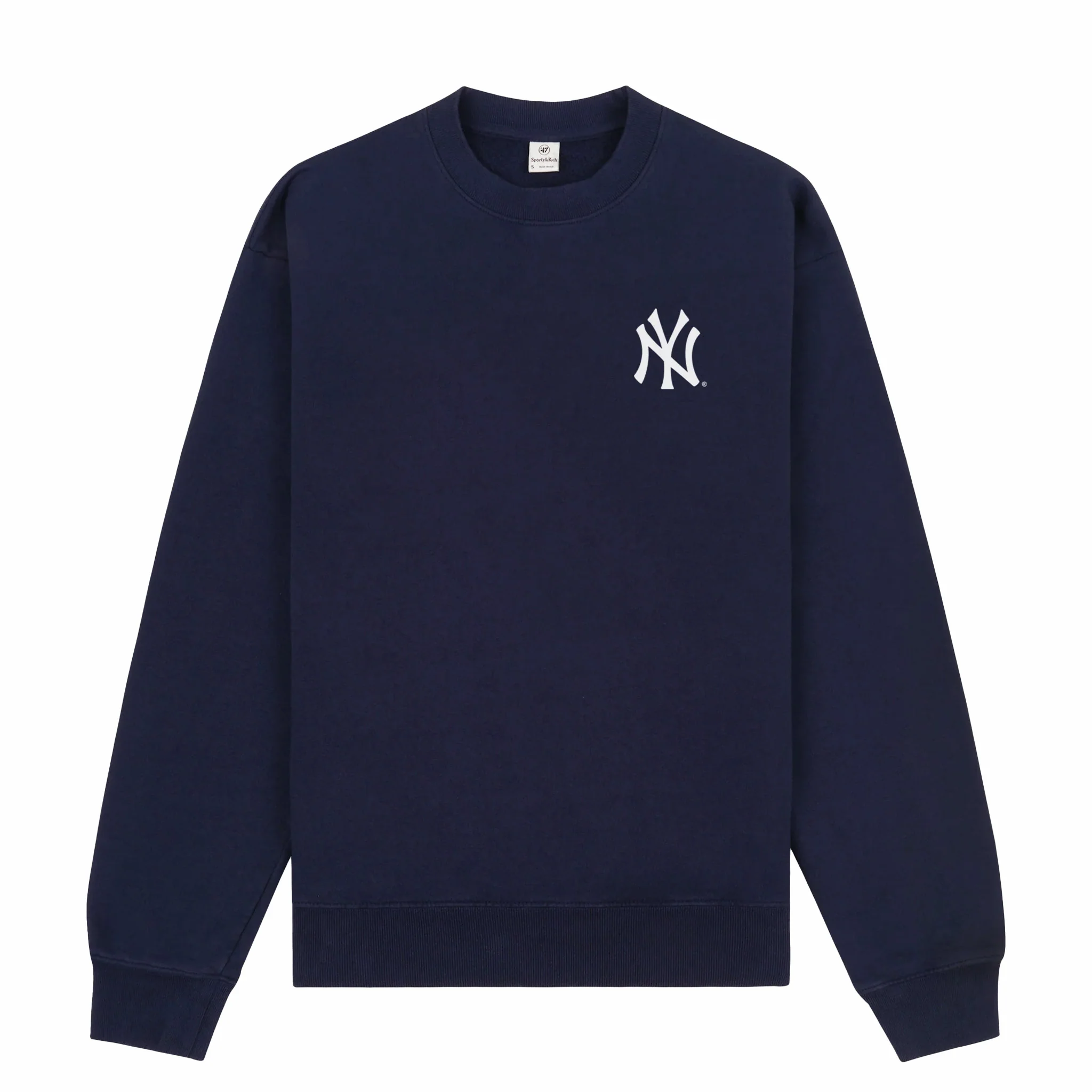 Sporty & Rich Women's Yankees Serif Crewneck (Navy/White)