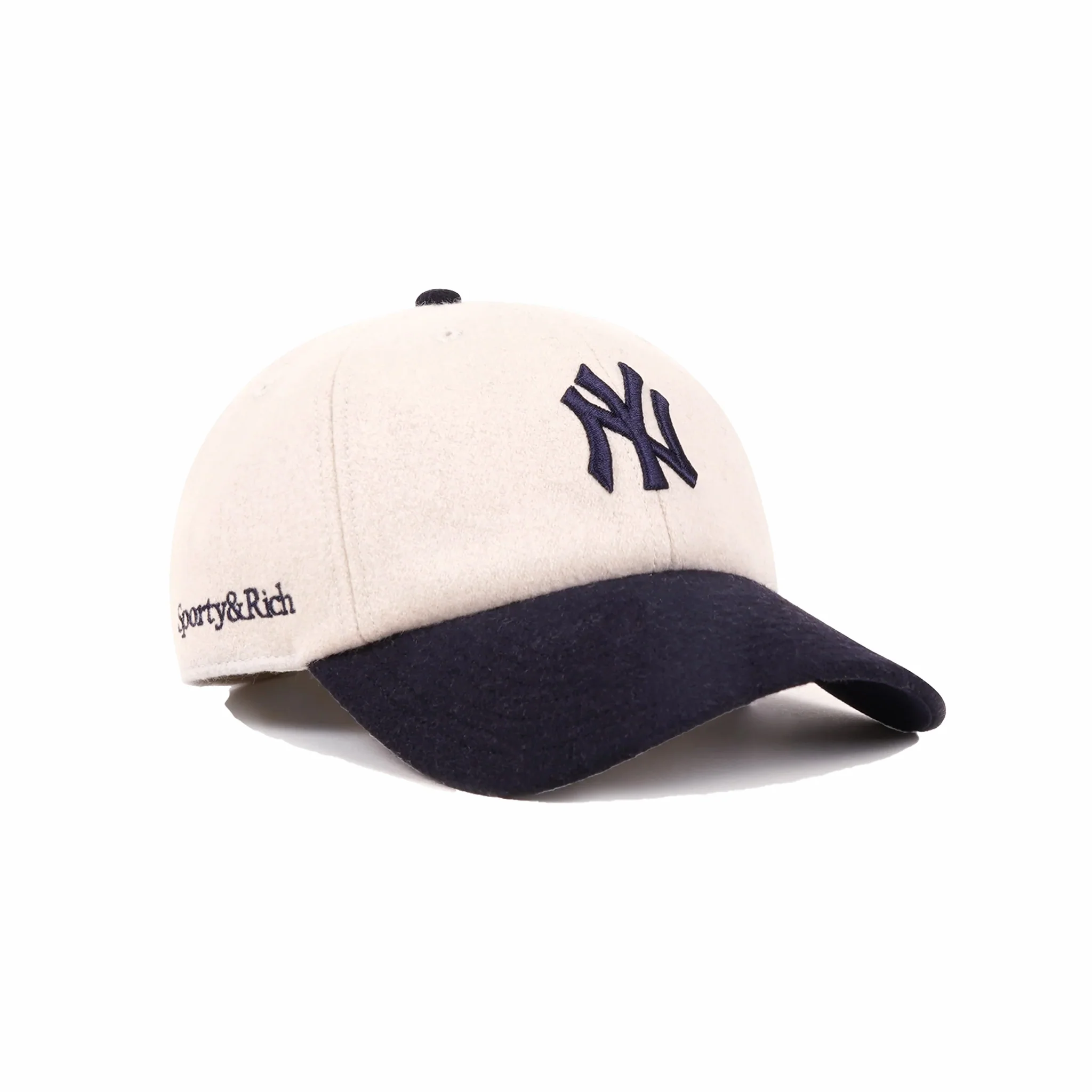 Sporty & Rich Yankees Serif Wool Hat (Ecru/Dark Navy) - Image 2