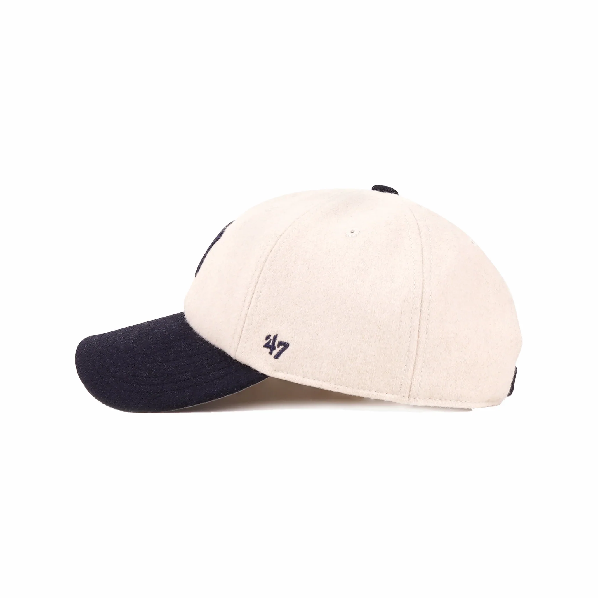 Sporty & Rich Yankees Serif Wool Hat (Ecru/Dark Navy) - Image 3