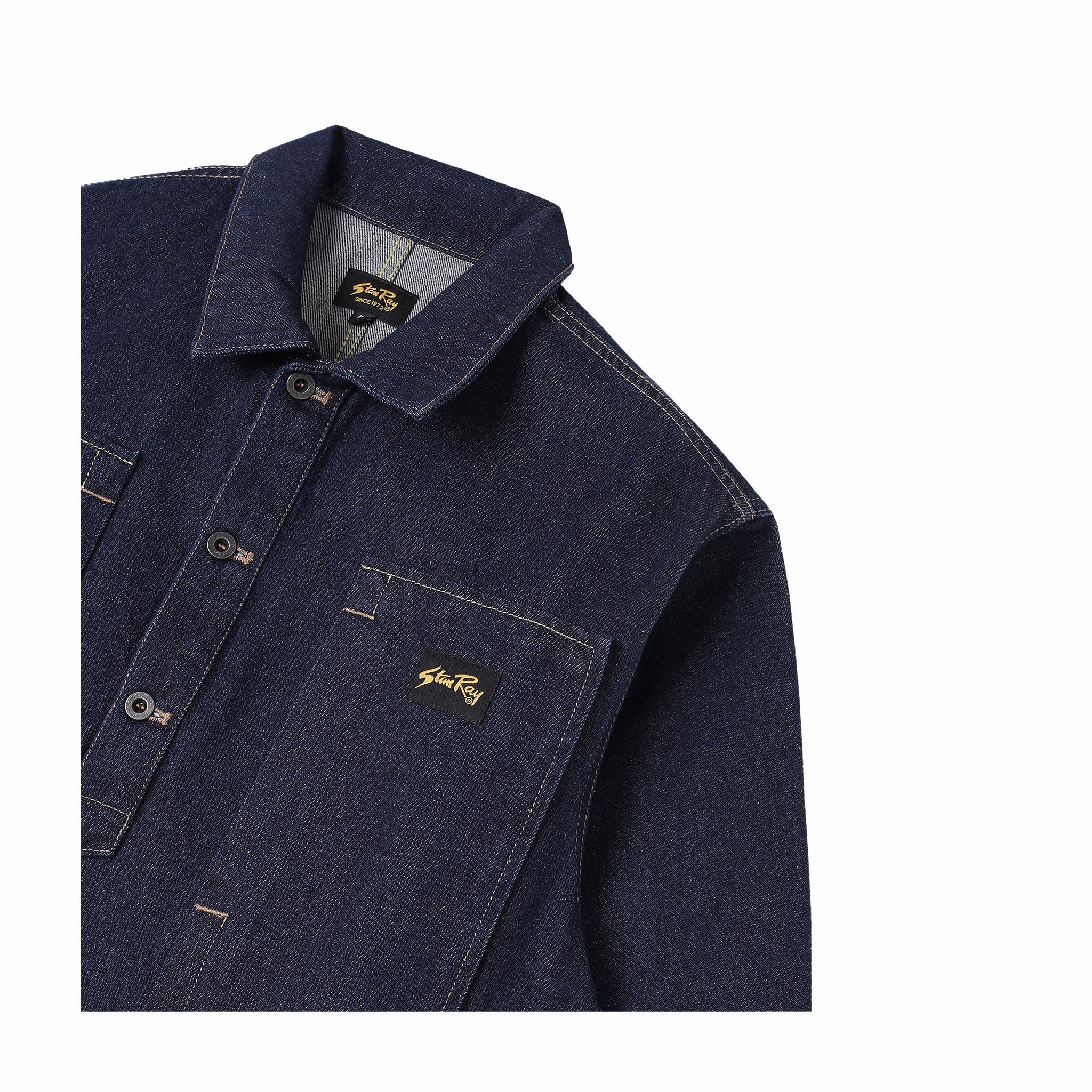 Stan Ray Painters Pop Over Shirt - Single Rinse Denim (Navy) - Image 2